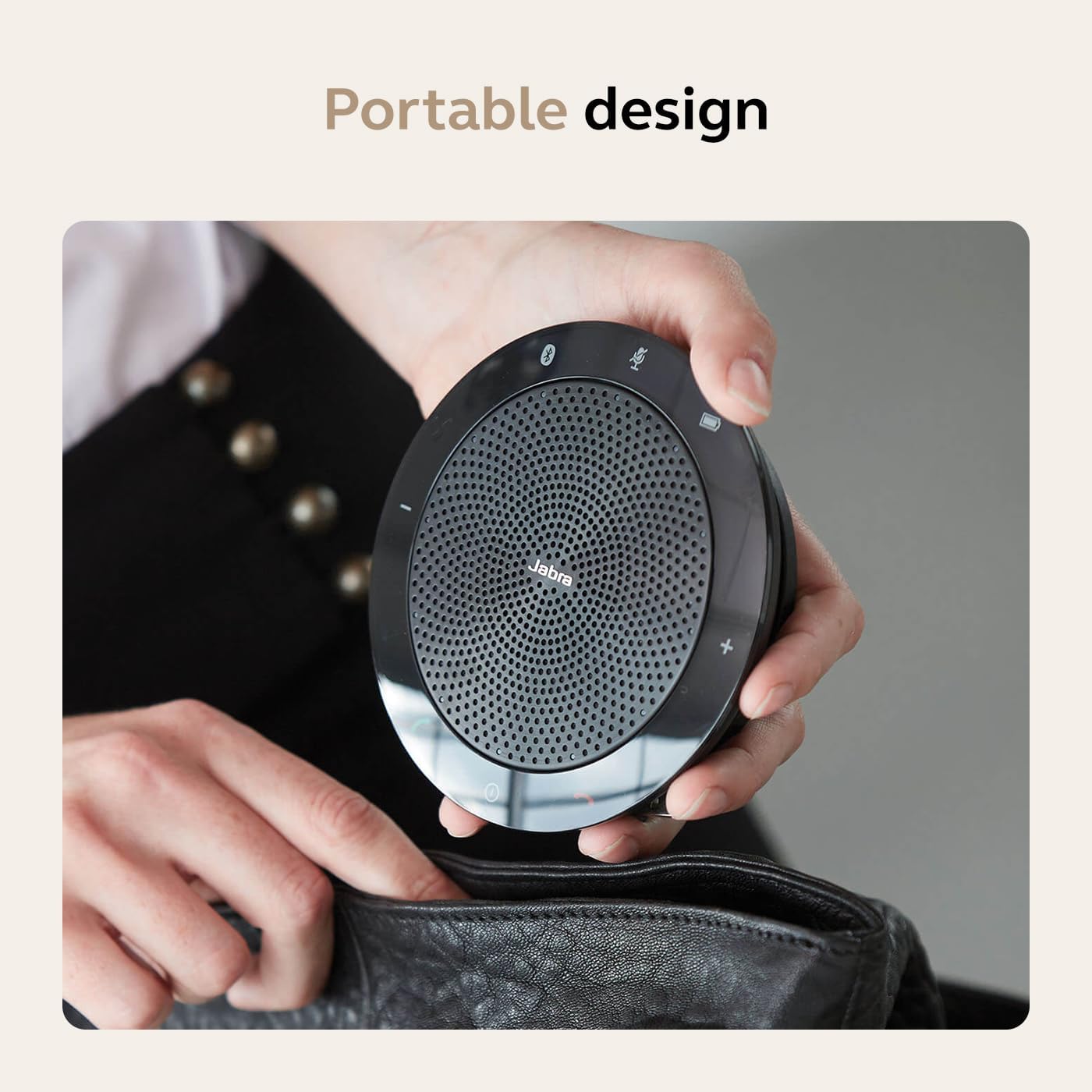 Jabra Speak 510 (2025 Edition) Portable, USB or Wireless Bluetooth Speaker Meetings and Calls with Crystal-Clear Sound, Works with Microsoft Teams, Black
