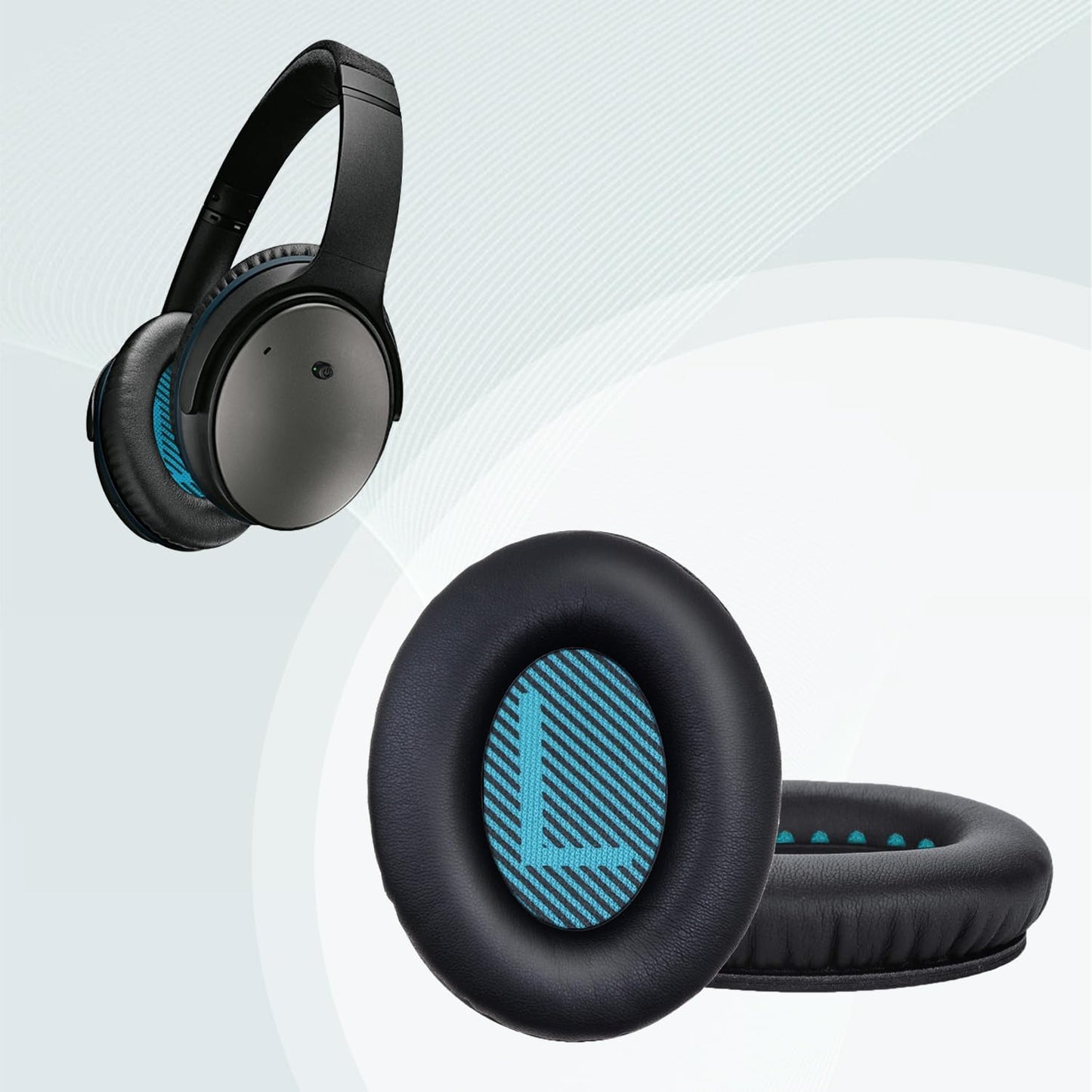 Replacement Earpads Cushions for Bose QuietComfort 35 & Quiet Comfort 35 II, Headphones Ear Covers Ear Pads for Bose QC35/QC35II/25/15 QC2 / Ae2 / Ae2i / Ae2W / Sound Link/Sound True-Black&Blue