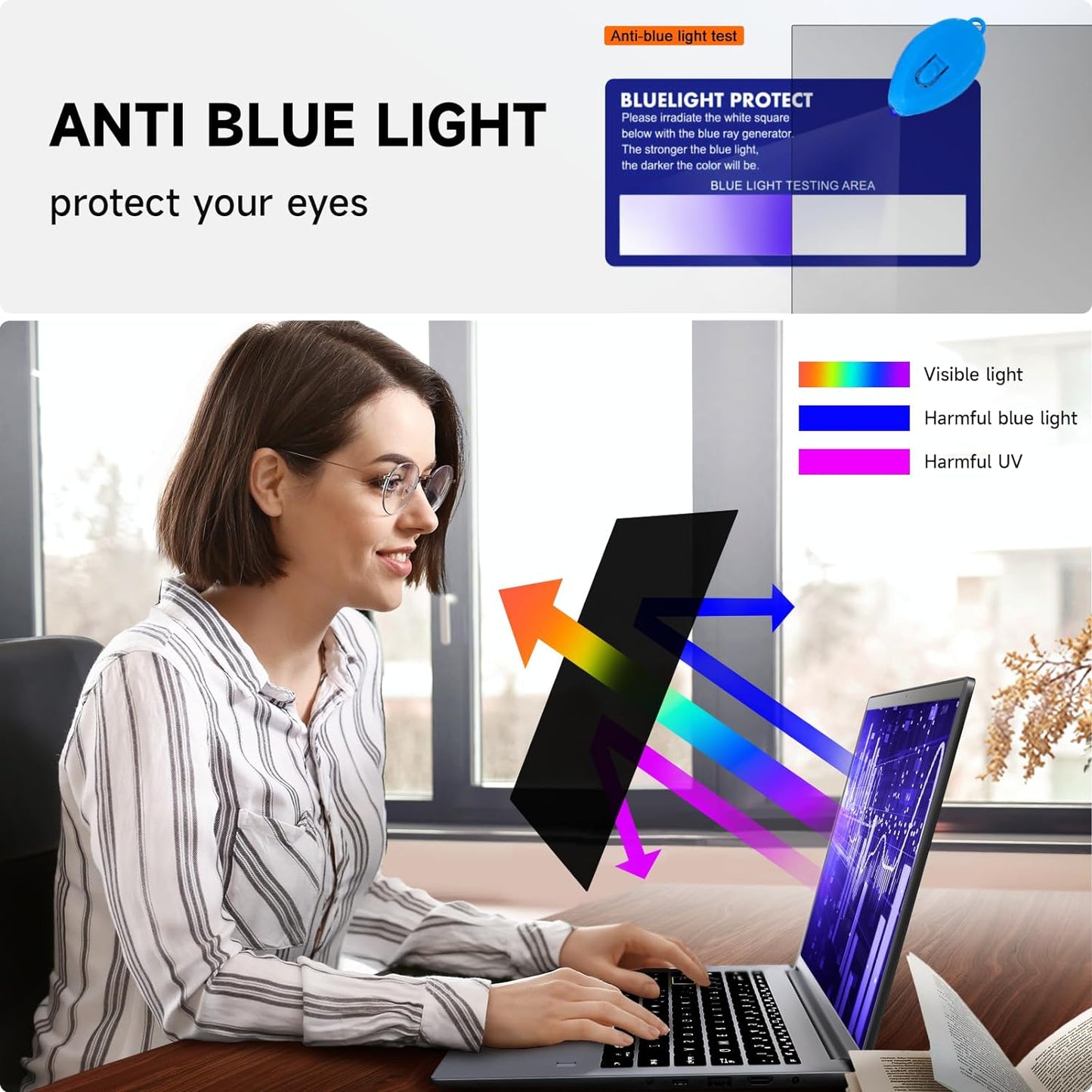 Laptop Privacy Screen 15.6 Inch Compatible with HP/ Dell/ Acer/ Samsung/Asus/ Lenovo/Toshiba, Removable 16:10 Aspect Privacy Filter Screen Protector for 15.6 Inch Laptop, Anti Glare Blue Light Laptop