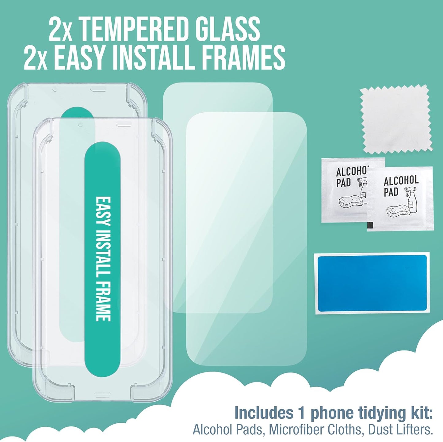 Smartish® iPhone 15 Plus Screen Protector - 2-Pack Tempered Glass Screen Protectors - Tuff Sheet - 9H Easy Install Frame [Scratch Resistant] Case-Friendly- Dynamic Island for Apple iPhone 15 Plus