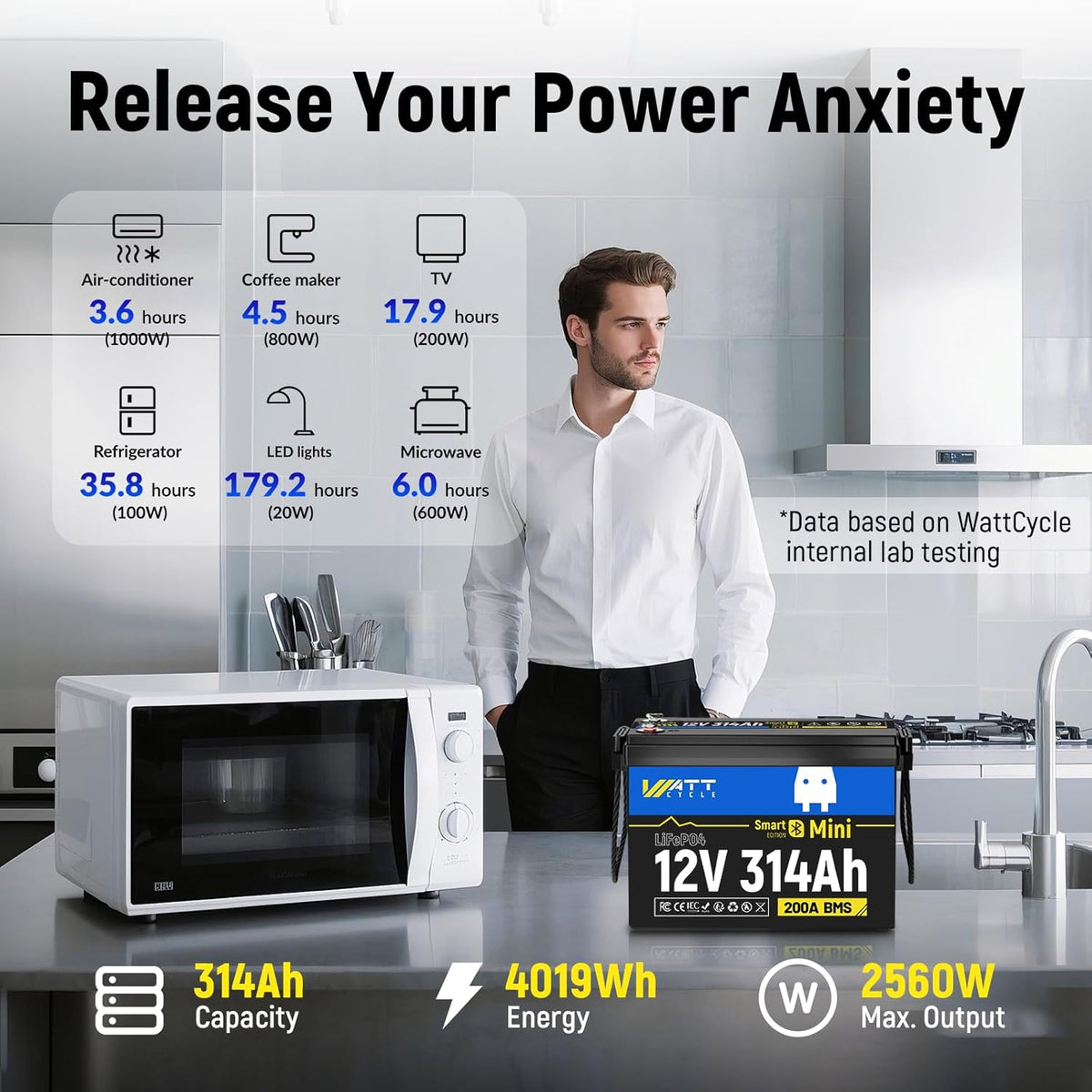 48V 314Ah (4 Packs) Mini LiFePO4 Lithium Battery with Bluetooth, Low-Temp Protection, 10000+ Deep Cycles, 16kWh Energy, for RV, Off-Grid, Solar Power System, Home Backup, Back up Power, Marine