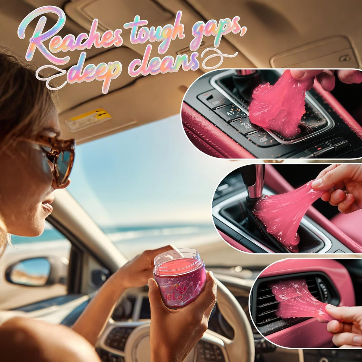 ASFSKY Car Cleaning Gel (Red,Watermelon) Cleaning Putty Universal Dust Cleaning Car Interior Cleaner Keyboard Dust Remover Car Slime Gifts for Men Women Girl（1 Pack）