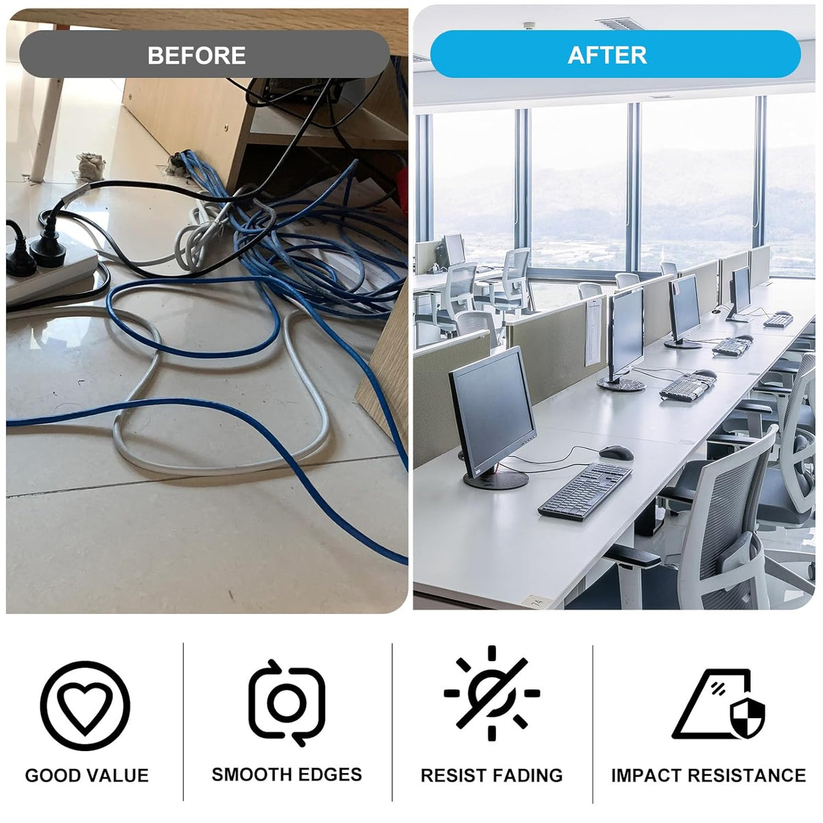 1-1/2" White Desk Grommet with Bi-Metal Hole Saw, JTemgle Plastic Cable Hole Cover Computer Table Cord Wire Organizer Caps, Desktop Cord Management for Home Office TV Stands Tabletops, 13 Pieces