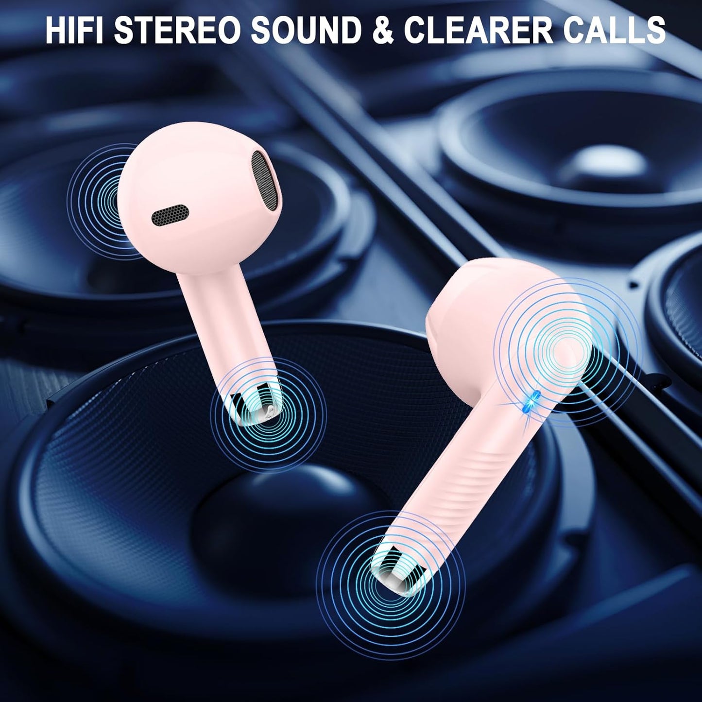 Wireless Earbuds, Bluetooth 5.4 Ear Buds LED Power Display Headphones Bass Stereo, Bluetooth Earbuds in-Ear Noise Cancelling Mic, 40H Playback Mini Case IP7 Waterproof Sports Earphones for Android iOS
