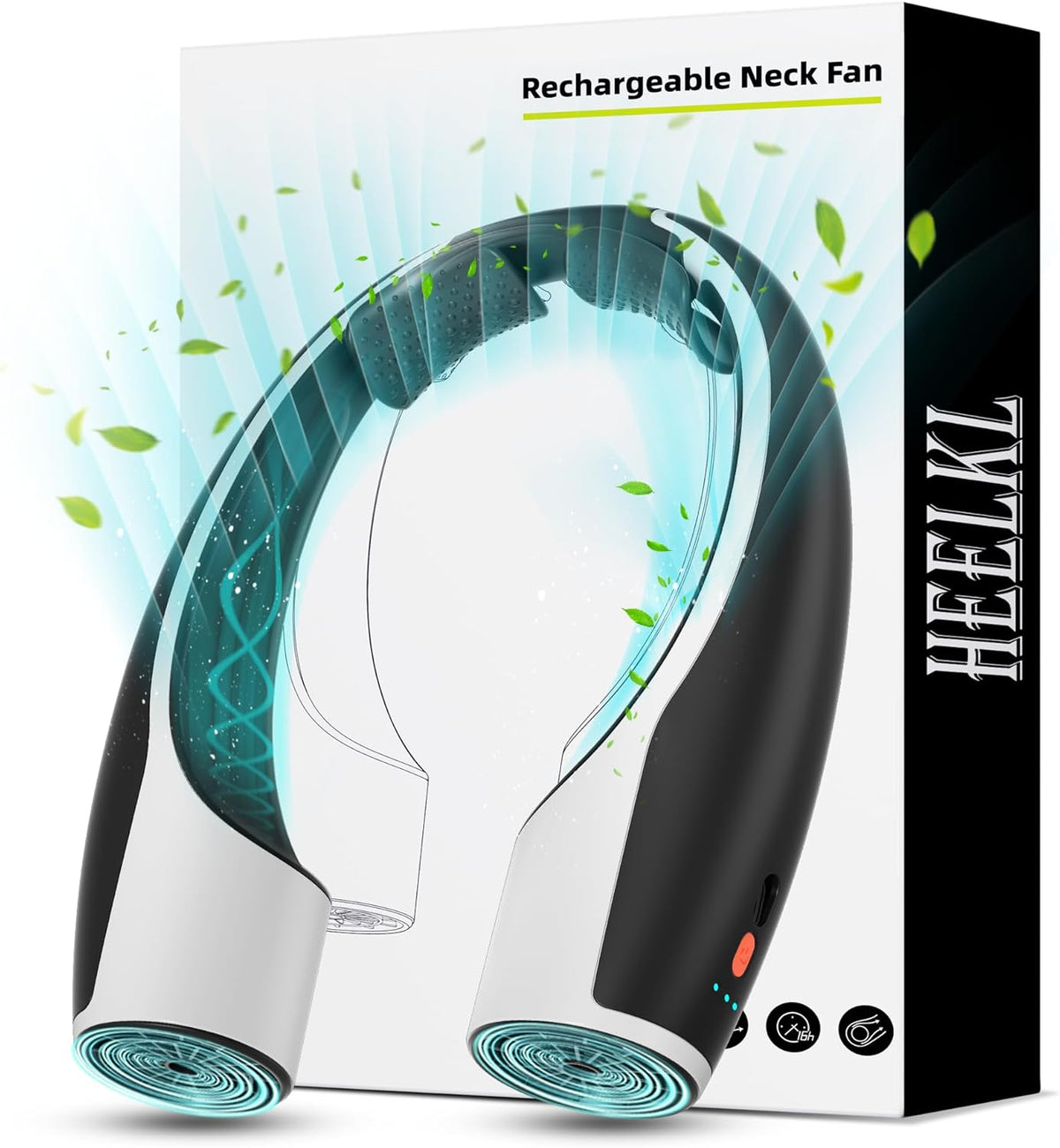 AI Neck Fan, 4 Speeds Adjustable Portable Personal Fan Rechargeable, 4000 mAh Battery Faster Cooling Wearable Fan, Ultra Quiet for Home, Office, Travel, Outdoor - Black