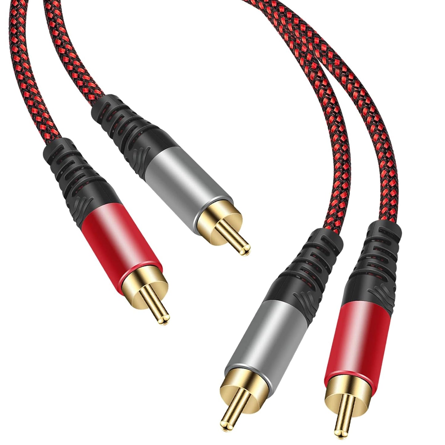 RCA Cable 10Ft,2Rca Male to 2-RCA Male Audio Stereo Subwoofer Cable [Hi-Fi Sound] Nylon-Braided Auxiliary Audio Cord for Home Theater, HDTV, Amplifiers, Hi-Fi Systems,Speakers and etc (10Ft)