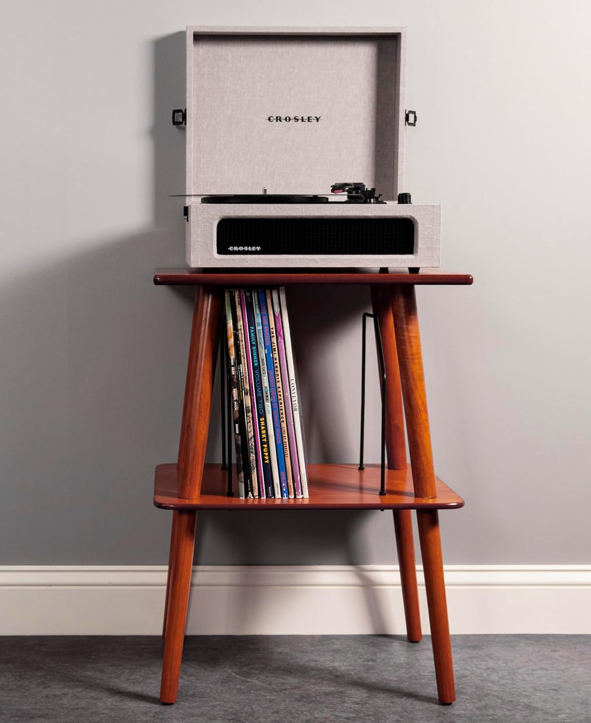 Crosley Manchester Record Player Stand, Media Console with Vinyl Storage, Modern Home Organizer, Paprika