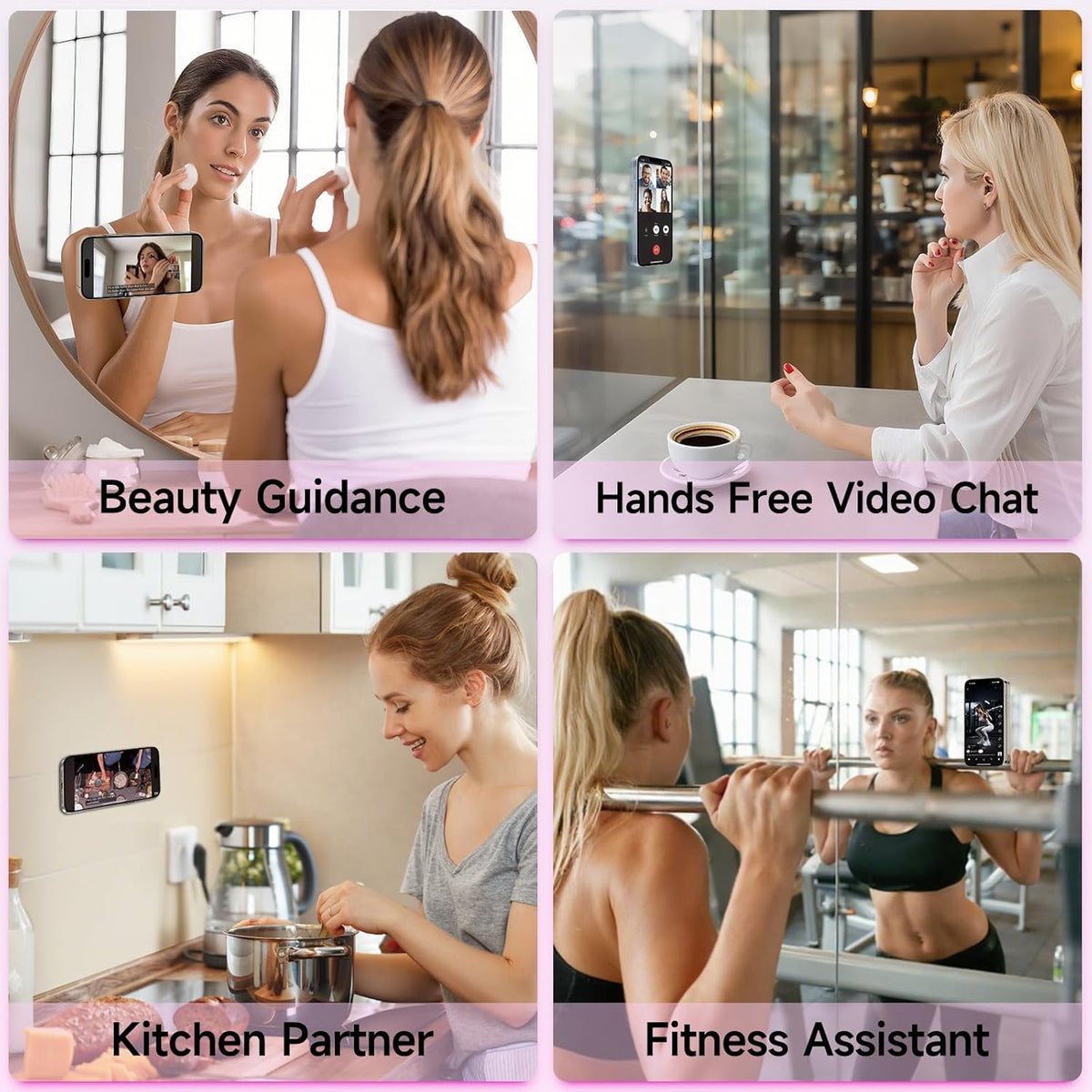 Silicone Suction Phone Case Mount, Non Slip Suction Cup Phone Mount, Phone Accessories Holder for Selfies and Videos, Silicon Adhesive Phone Stand Sticky for Cell Phone Dark Pink
