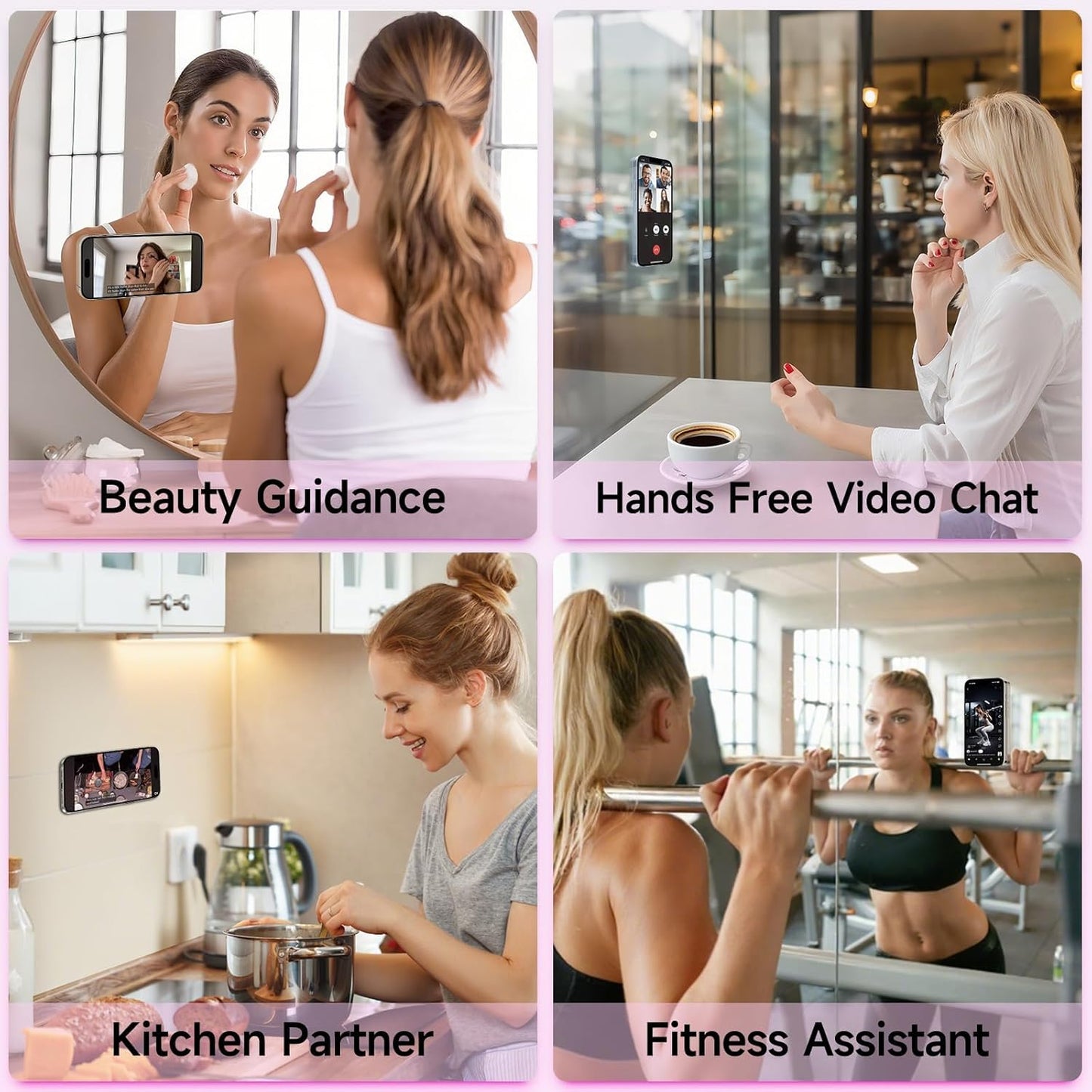 Silicone Suction Phone Case Mount, Non Slip Suction Cup Phone Mount, Phone Accessories Holder for Selfies and Videos, Silicon Adhesive Phone Stand Sticky for Cell Phone Pink