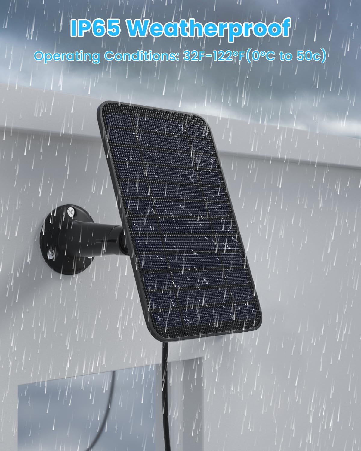 5W Solar Panel for Blink Camera Outdoor, Solar Panel Charger Compatible with Blink Outdoor 4 (4th Gen) Camera, Solar Panel w/Battery for Blink Camera, 9.8ft Cable Rubber Plug IP65 Waterproof, 1 Pack