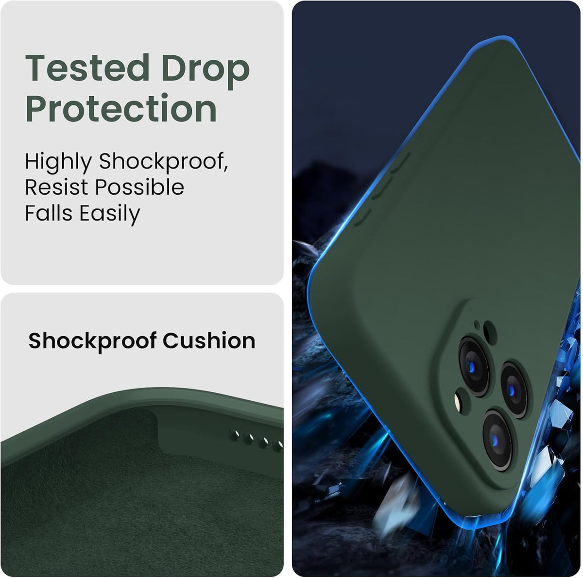FireNova Designed for iPhone 15 Pro Max Case, Silicone Upgraded [Camera Protection] Phone Case with [2 Screen Protectors], Soft Anti-Scratch Microfiber Lining Inside, 6.7 inch, Alpine Green