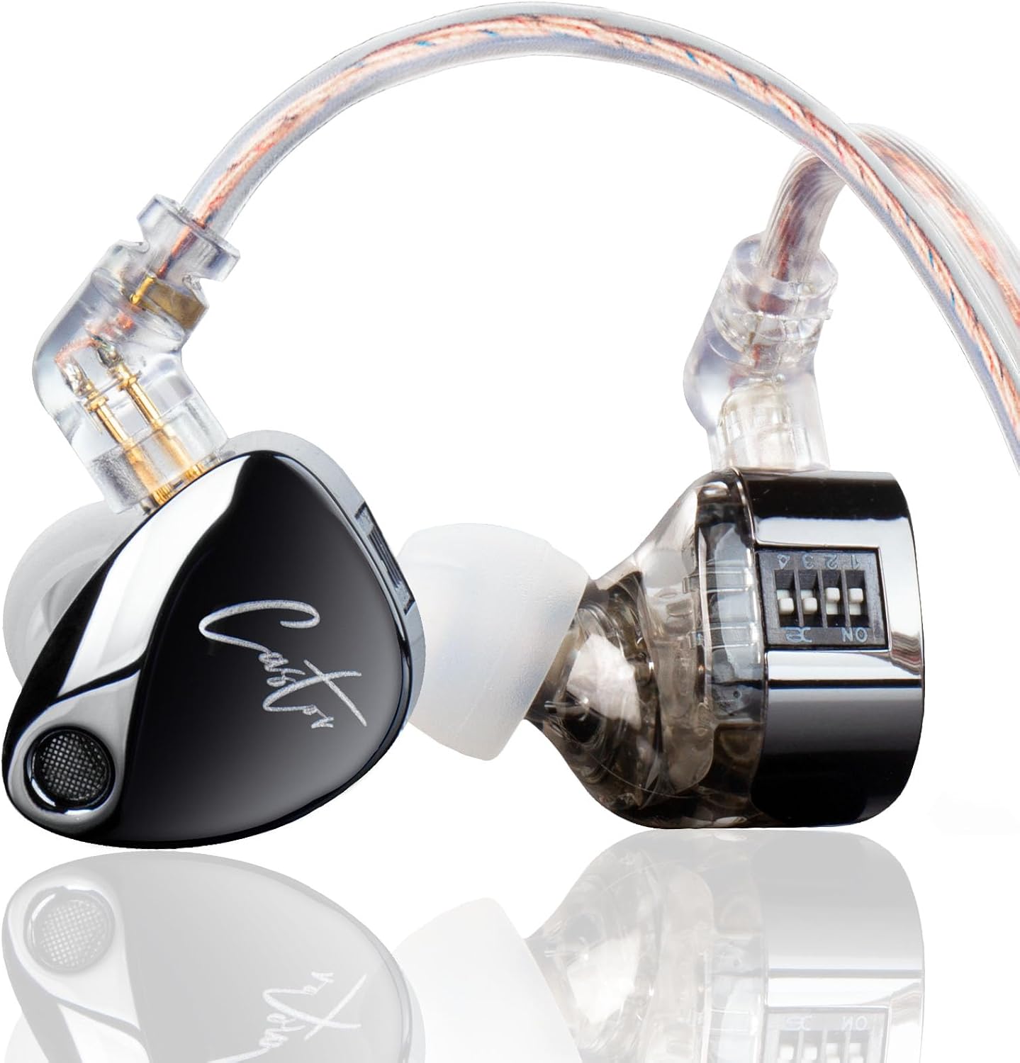 KZ Castor in Ear Monitor Headphones, HiFi Improved Bass Earphone Sound Tunable Noise Isolating IEMs, Dual-Dynamic Driver Wired Earbuds, 2PIN-C Detachable Cable for Singers Musicians