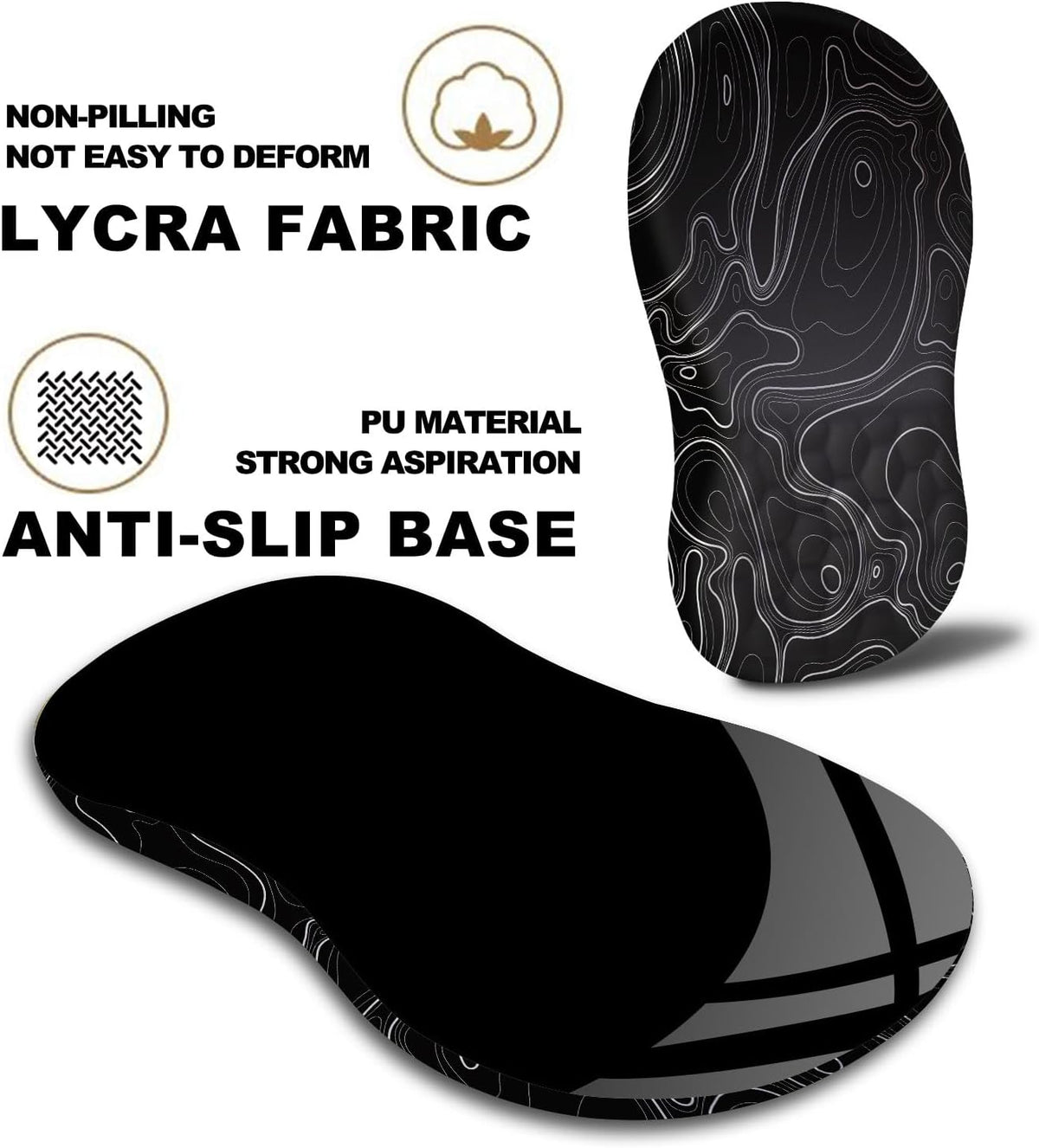 Ergonomic Mouse Pad with Massage Dot, Comfortable Computer Mouse Pad for Laptop, Wrist Rest Pain Relief, Non-Slip PU Base, Black, 12 x 8 in