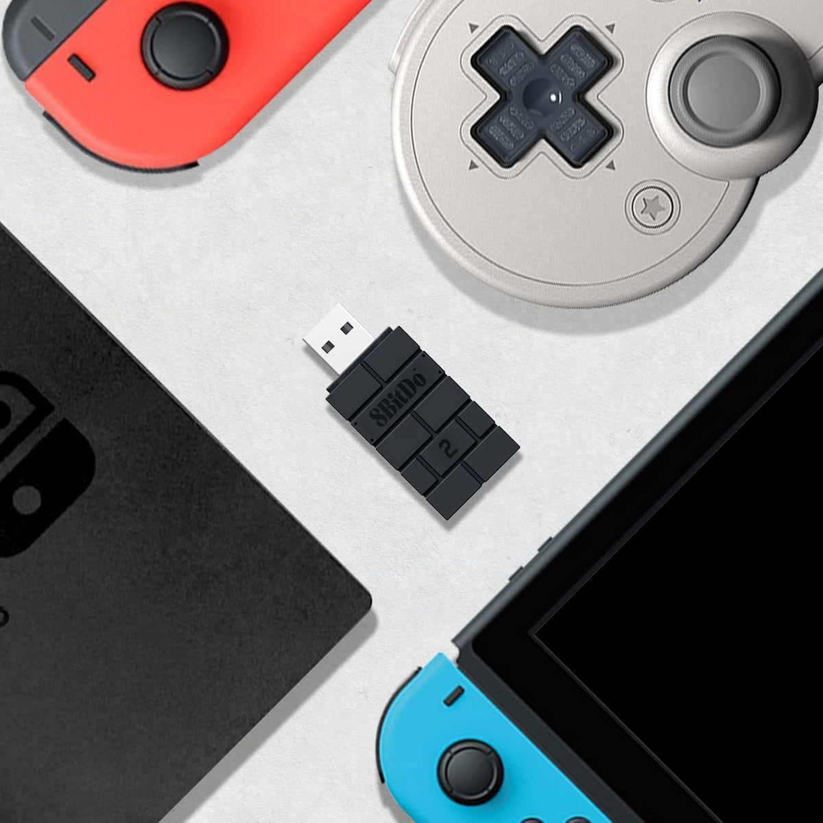 8Bitdo Adapter Switch Controller Adapter 2 USB Wireless for Switch/Switch 2, Windows, Mac & Raspberry Pi, Compatible with Xbox Series X & S Xbox One Bluetooth Controller, PS5/PS4/PS3 Controller