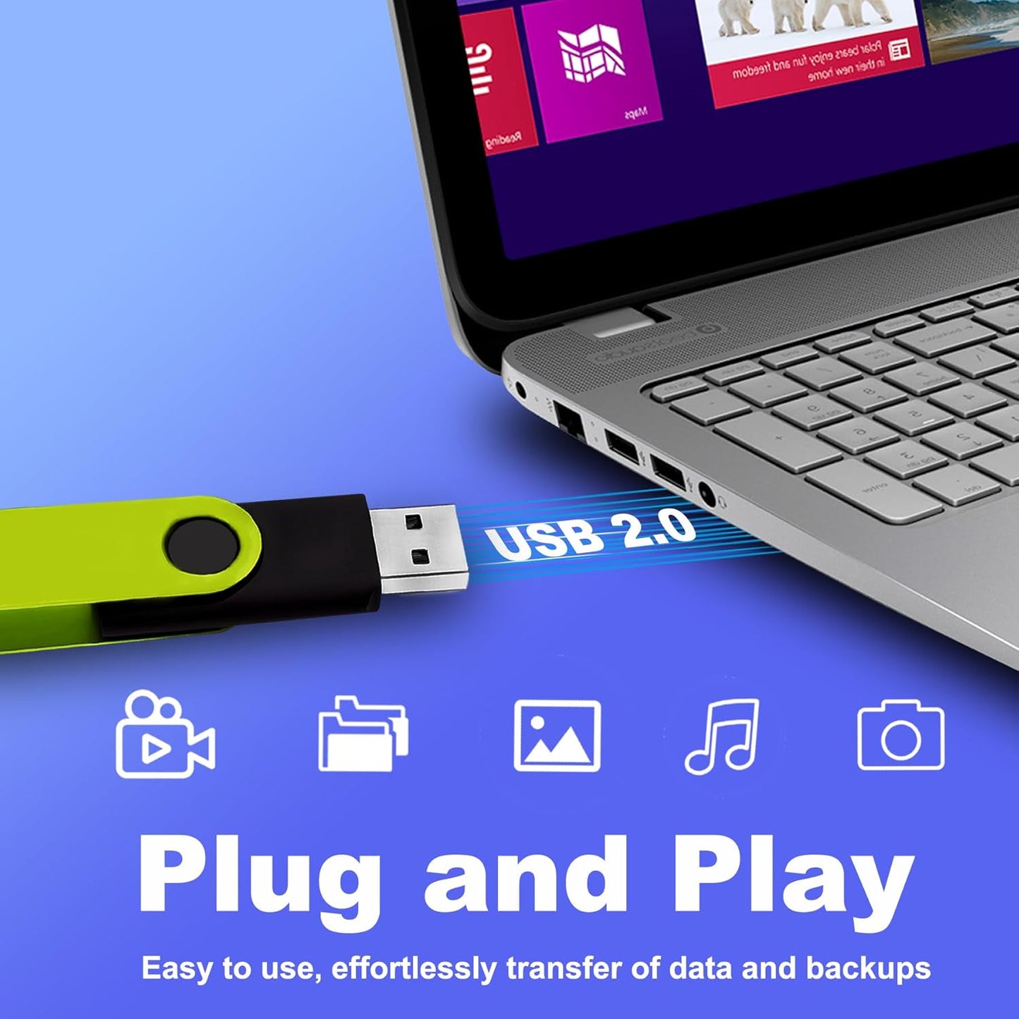 8GB USB Flash Drive 20 Pack Bulk USB Thumb Drive Swivel Zip Drive USB 2.0 Flash Drives 8GB Bulk Green & Sliver Memoris Memory Stick Jump Drives Multipack with Lanyards Label