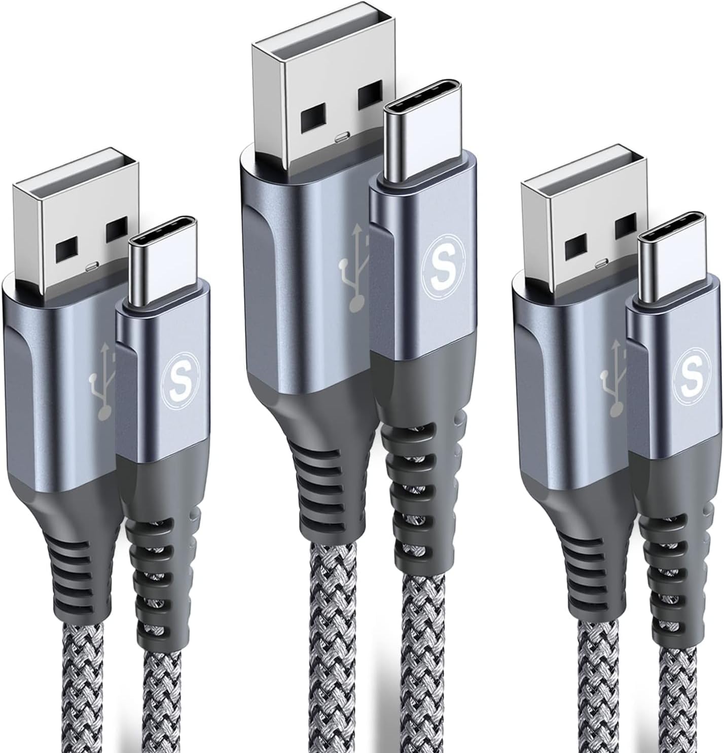 sweguard USB Type C Charger Cable [3-Pack,15ft+10ft+6.6ft] iPhone 16 Charger Nylon Braided Cord for iPhone 16 15 Pro Max Plus Samsung Galaxy S24 S23 S22 S21 S20 S10 Note 20 10 A54 Pixel LG Moto PS5