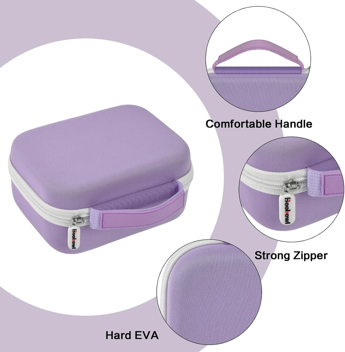 Case Compatible with Phomemo M110 Label Maker - Portable Mini Bluetooth Thermal Label Maker Carrying Storage Bag for Printer Labels, USB Cable and Accessories Black (Box Only)-Purple