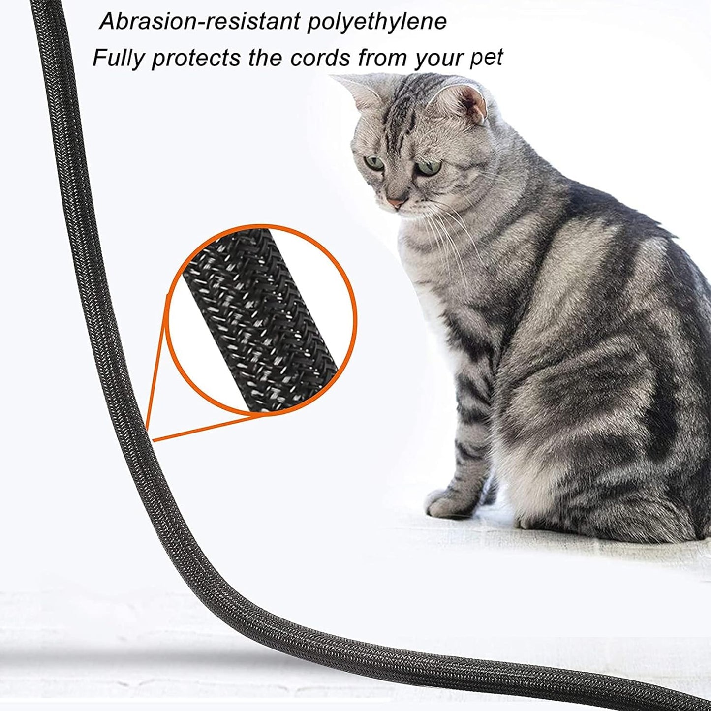 CrocSee 10ft - 3/8 inch Braided Cable Management Sleeve Cord Protector - Self-Wrapping Split Wire Loom for TV/Computer/Home Theater/Engine Bay - Black
