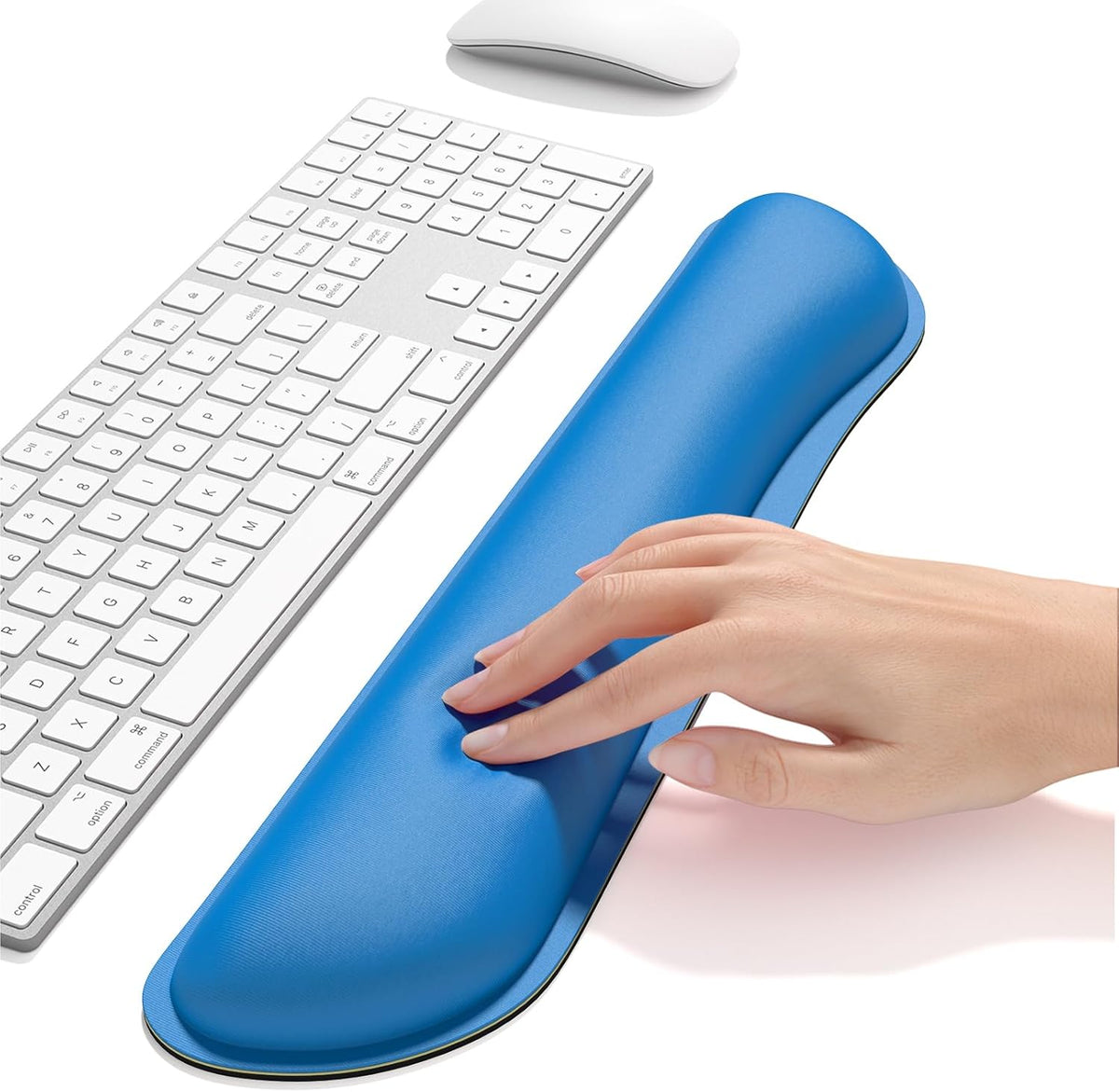 Dapesuom Enlarge Keyboard Wrist Rest, Memory Foam Keyboard Wrist Cushion for Computer Desk Mats Support, Typing Pain Relief Ergonomic Mouse Pad Rests with Non-Slip Base for Gaming, Laptop, Dark Blue