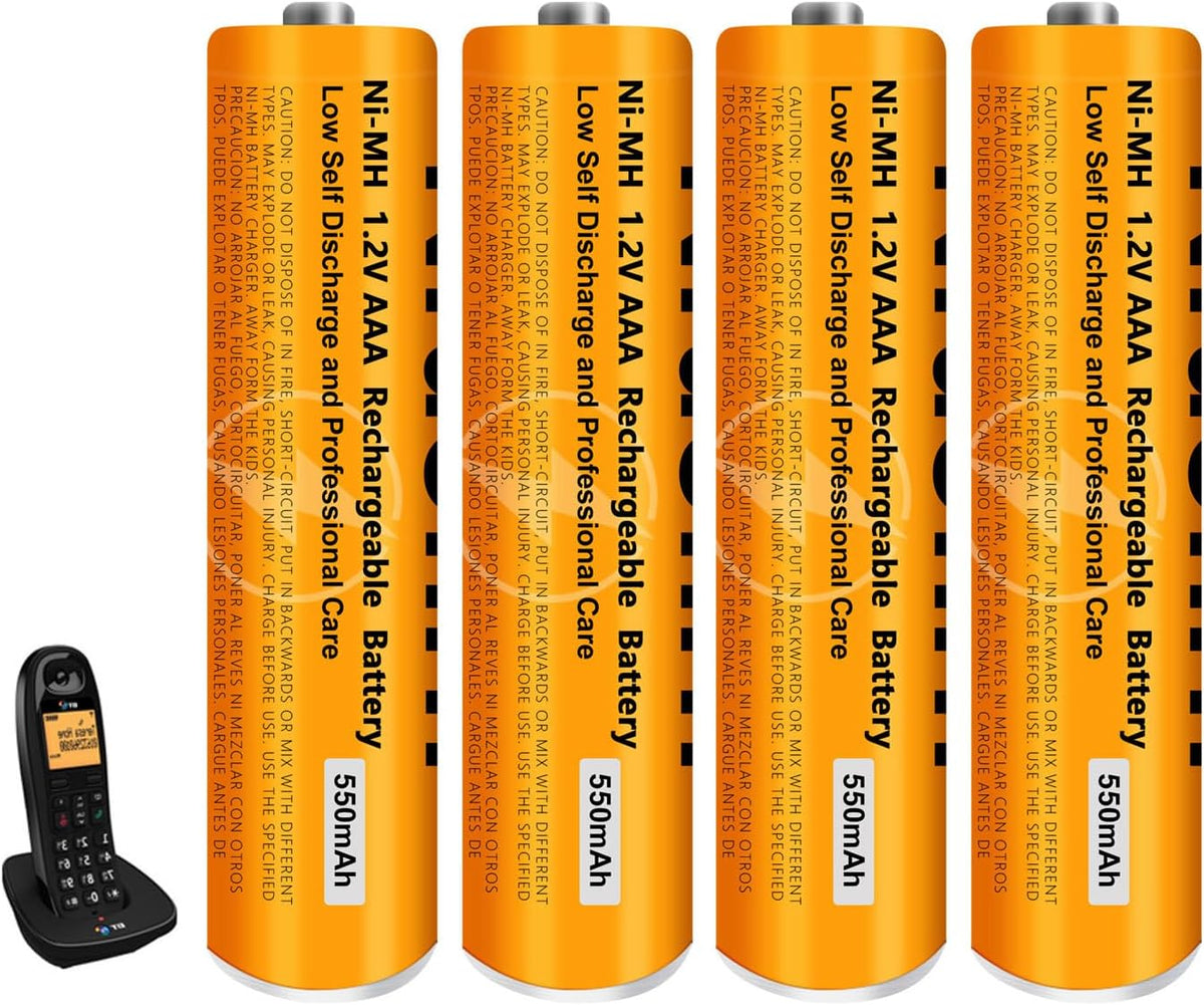 4 Pack NI-MH AAA Rechargeable Battery for Panasonic, 1.2V 550mah AAA Rechargeable Batteries for Panasonic Cordless Phones Handset, Remote Controls, Electronics