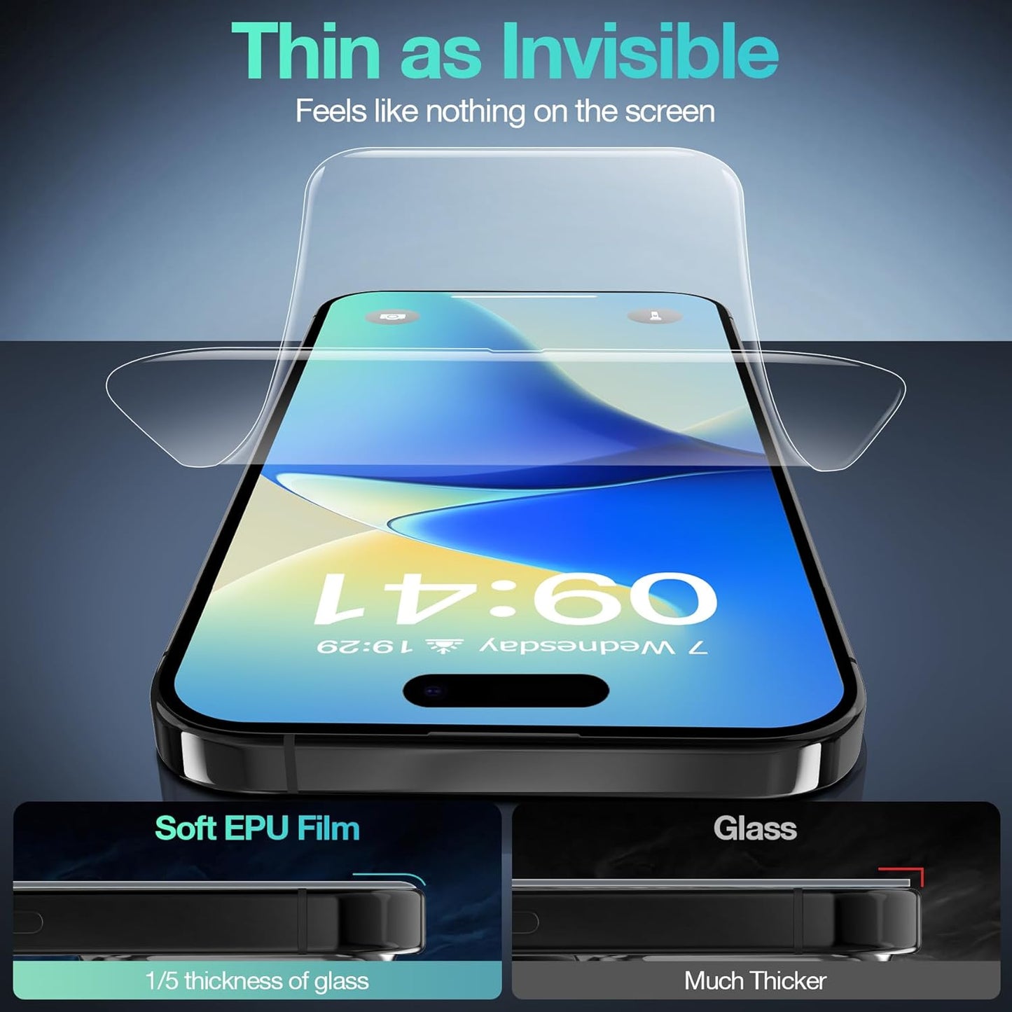3 Pack Flexible Film Screen Protector for iPhone 16 Plus, Non-breakable Soft TPU Hydrogel Film for iPhone 16 Plus Screen Protector Film (NOT Glass)