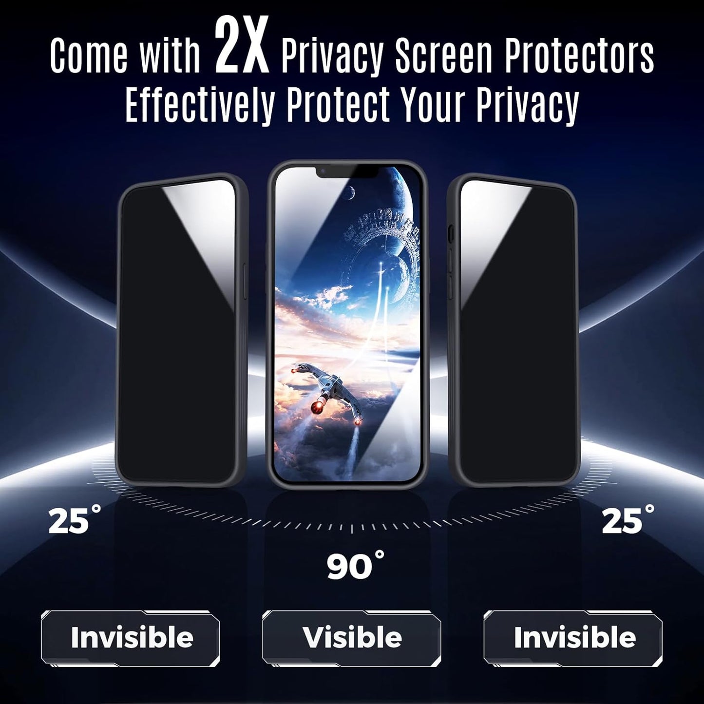 Designed for iPhone 12 Pro Case, Compatible with MagSafe, with Privacy Screen Protectors X2, [Camera Protection] [15FT Military Drop Protection] Shockproof Phone Case, 6.1", Black