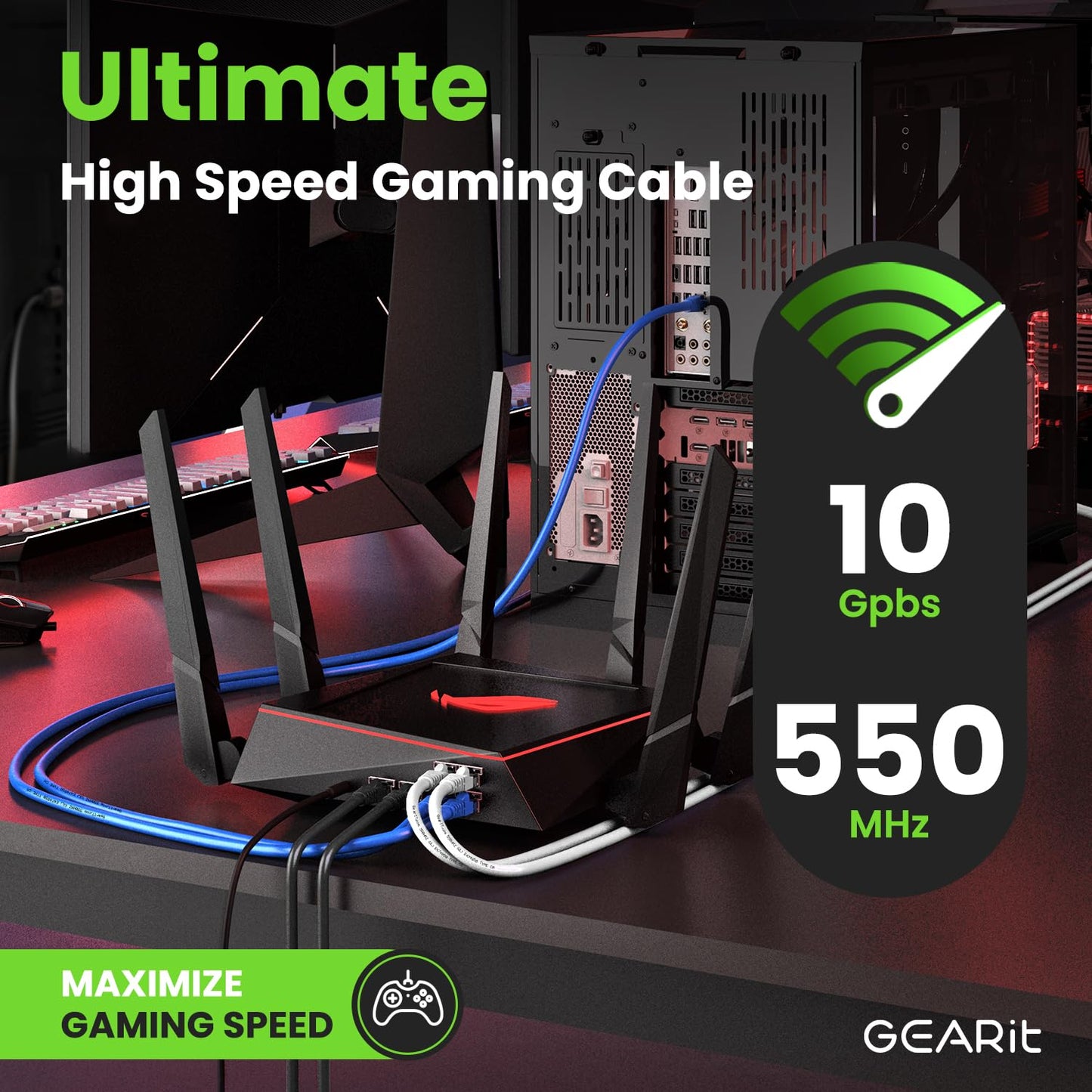 GEARit Cat 6 Ethernet Cable Pack - 24-Pack 1 ft Cat6 Ethernet Patch Cables | RJ45 Network Patch Cable, 10 Gbps Snagless Gold-Plated Connectors - Ethernet Cable Cat 6 for PC, TV, Router - Black