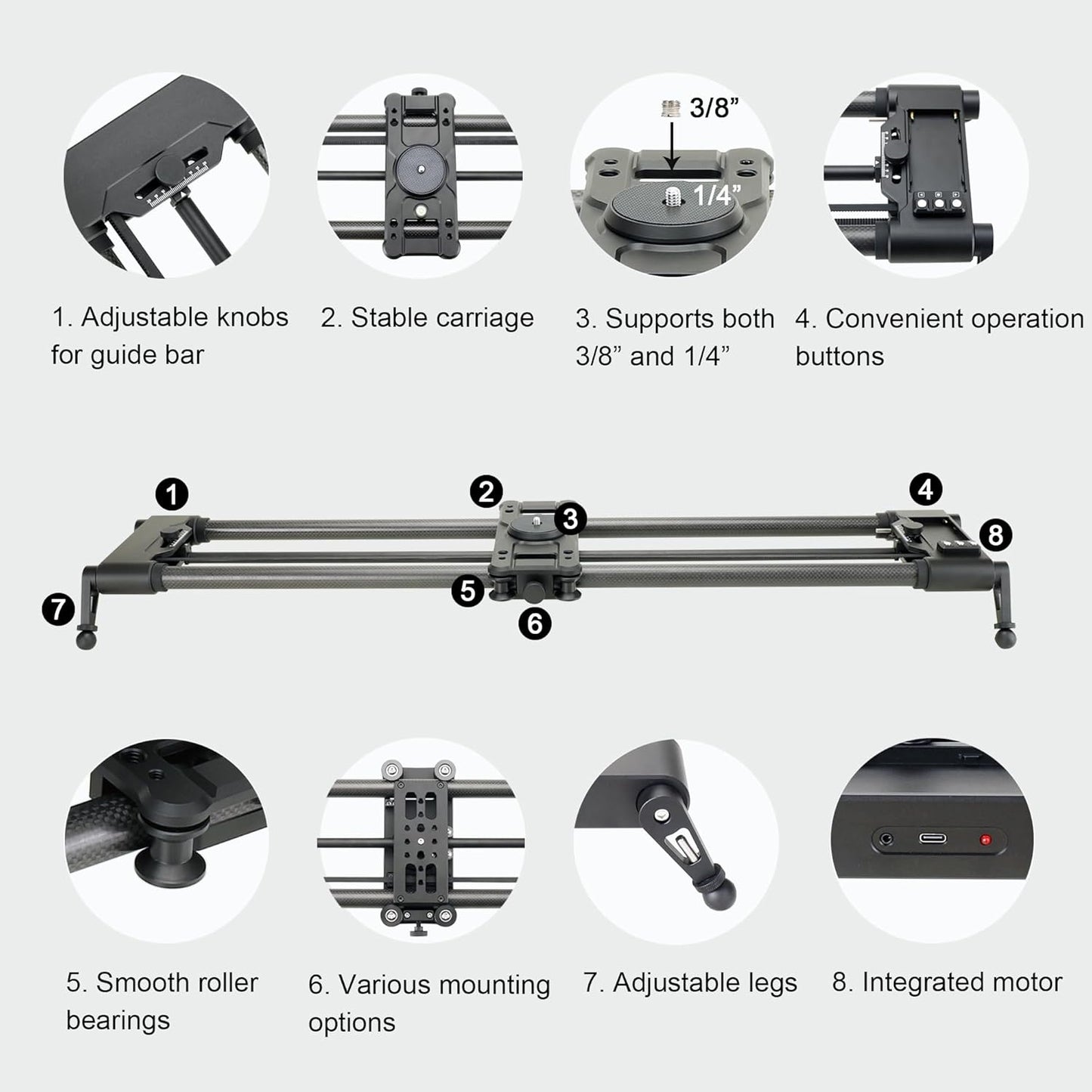 Konova New G1 Wireless Motorized Integrated Carbon Slider for Video, Time Lapse, Stop Motion, Parallax Panormaic Shooting (80cm (31.5"))