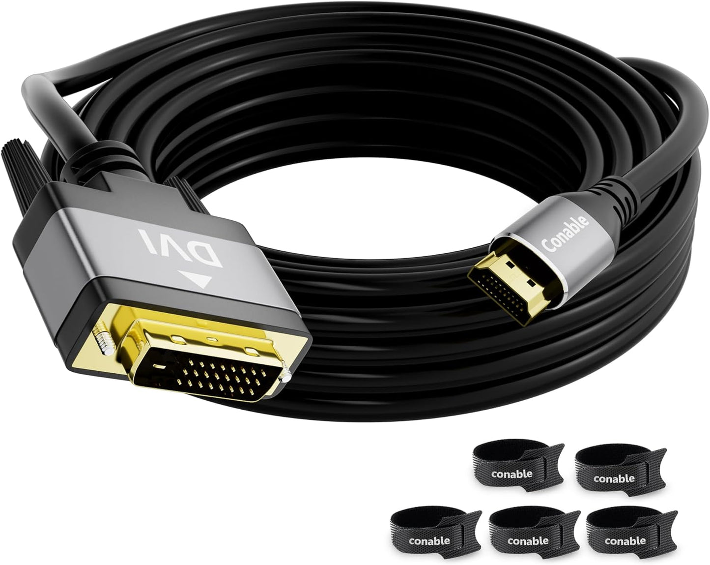 HDMI to DVI Cable 4FT, Bi-Directional DVI to HDMI Male to Male Cord, HDMI A to DVI-D Adapter, Gold-Plated Connectors, Aluminum Shells, 1080P, for Computer, Monitor, Projector, Raspberry Pi, Xbox, PS3