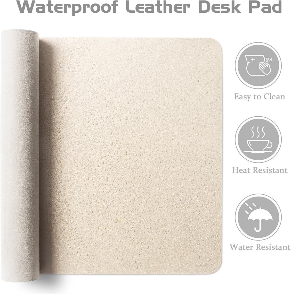 Aothia Leather Desk Pad Protector - Large Mouse Pad, Office Mat, Non-Slip PU Leather Blotter, Laptop Desk Pad, Waterproof Writing Pad for Office and Home (Beige, 38" x 13.7")