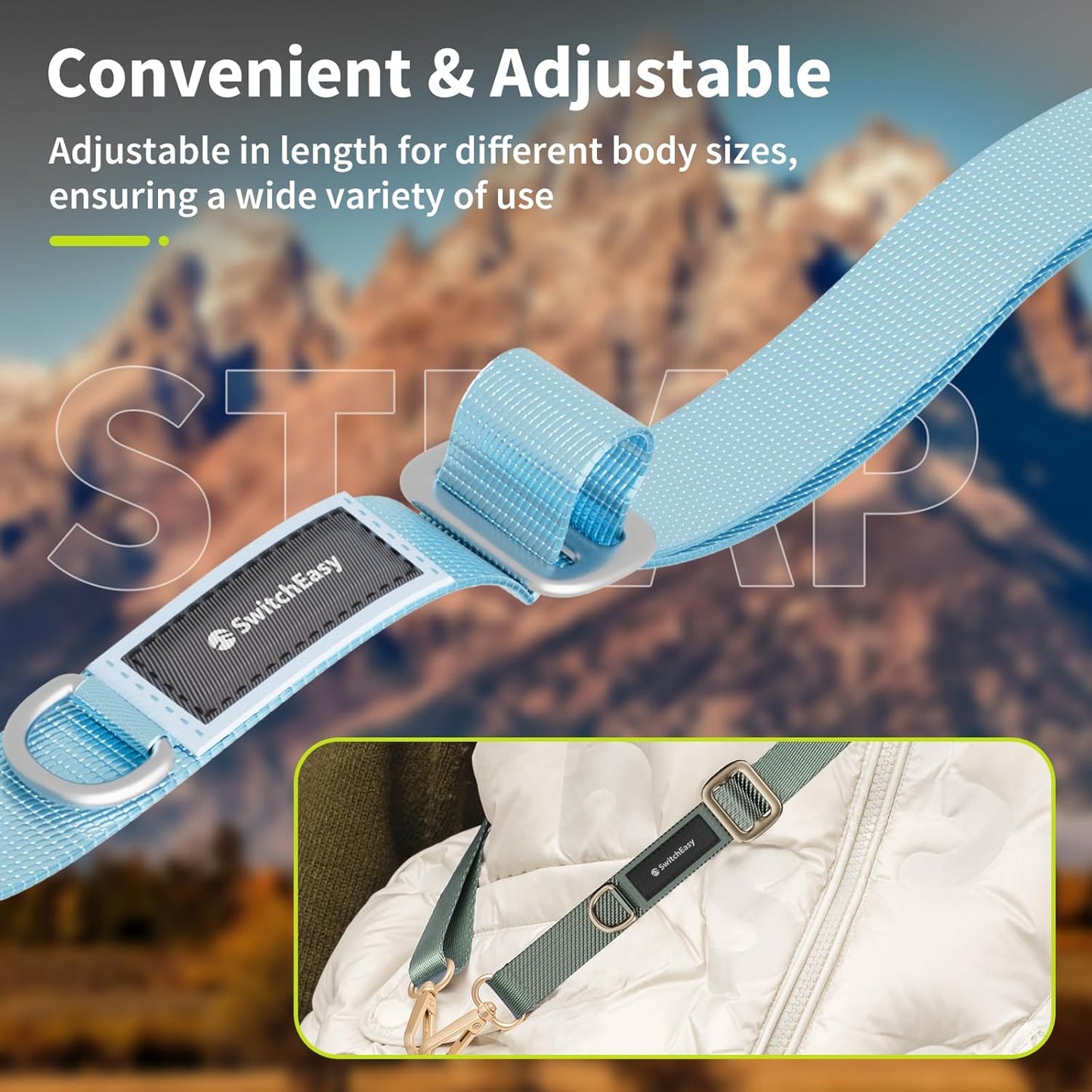 SWITCHEASY 20mm Adjustable Crossbody Phone Strap Compatible with Most Phones, Anti-Theft & Ant-Drop, Hands Free for Phone Lanyard Crossbody with Strap Card Phone Tether Tab - EasyStrap (Sea Foam)
