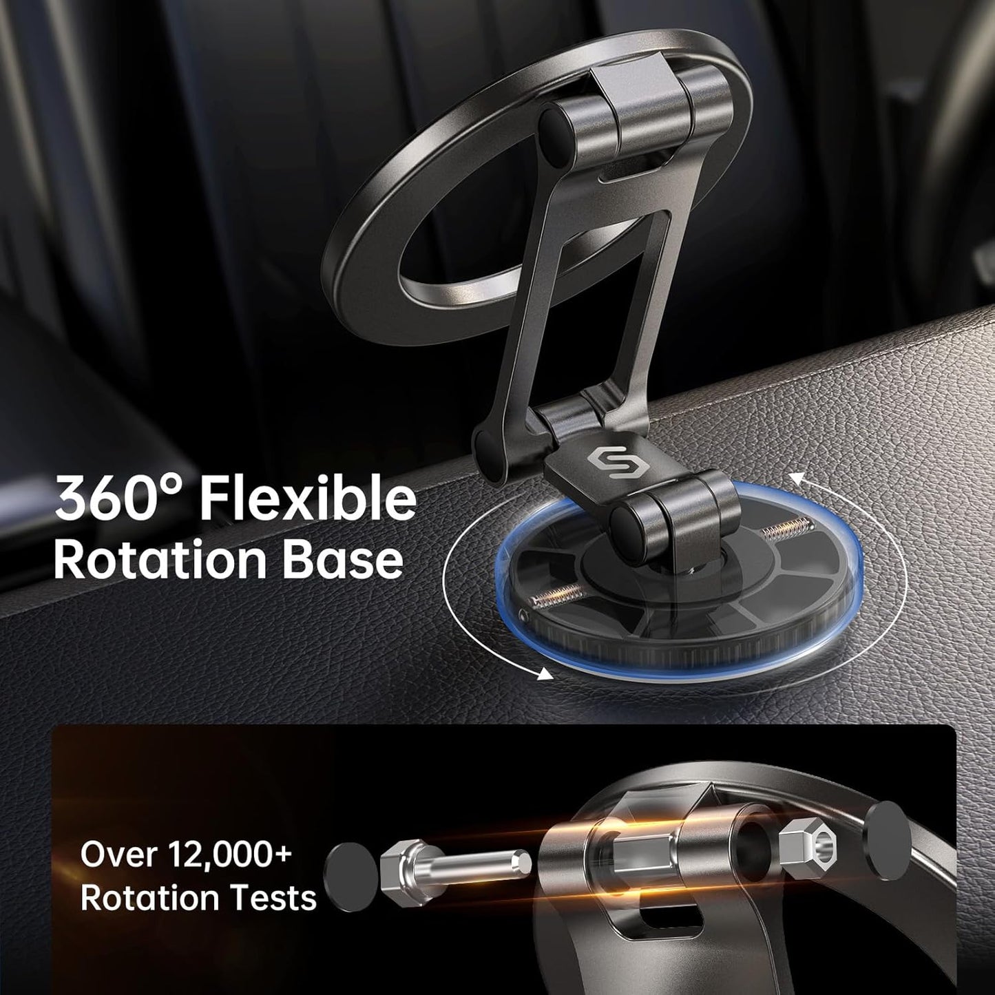 Syncwire Fits MagSafe Car Mount for Car Dash&Tesla Screen[All-Metal] Magnetic Phone Holder, [Flexible Three-axis]360° Rotation Car Mount Strong Magnets Car Phone Holder for iPhone 16 15 14 13 Pro Max
