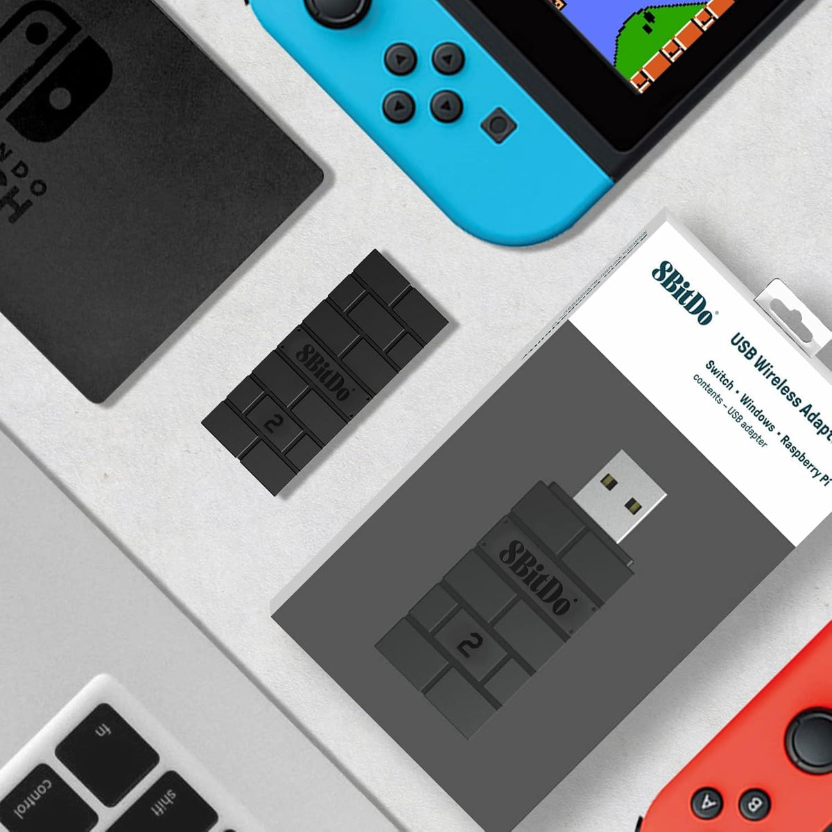 8Bitdo Adapter Switch Controller Adapter 2 USB Wireless for Switch/Switch 2, Windows, Mac & Raspberry Pi, Compatible with Xbox Series X & S Xbox One Bluetooth Controller, PS5/PS4/PS3 Controller