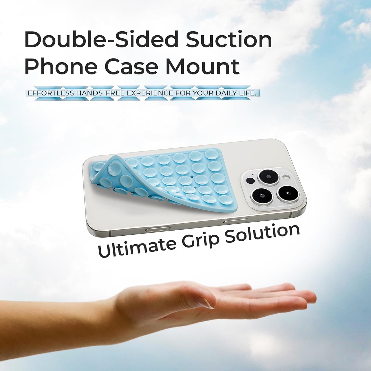 SUCKY Silicone Suction Phone Case Adhesive Mount - Anti-Slip Holder, Hands-Free Fidget Toy, Phone Accessory for iPhone and Android (Blue, Double V2)