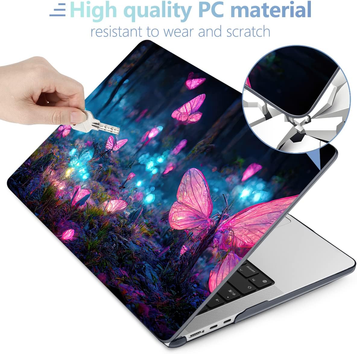 MEEgoodo Case for MacBook Air M4/M3/M2 13.6 inch 2025 2024 2022, Fit Model A3240 A3113 A2681, Compatible with MacBook Air 13 inch, Laptop Hard Shell Case with Keyboard Cover, Fantasy Forest