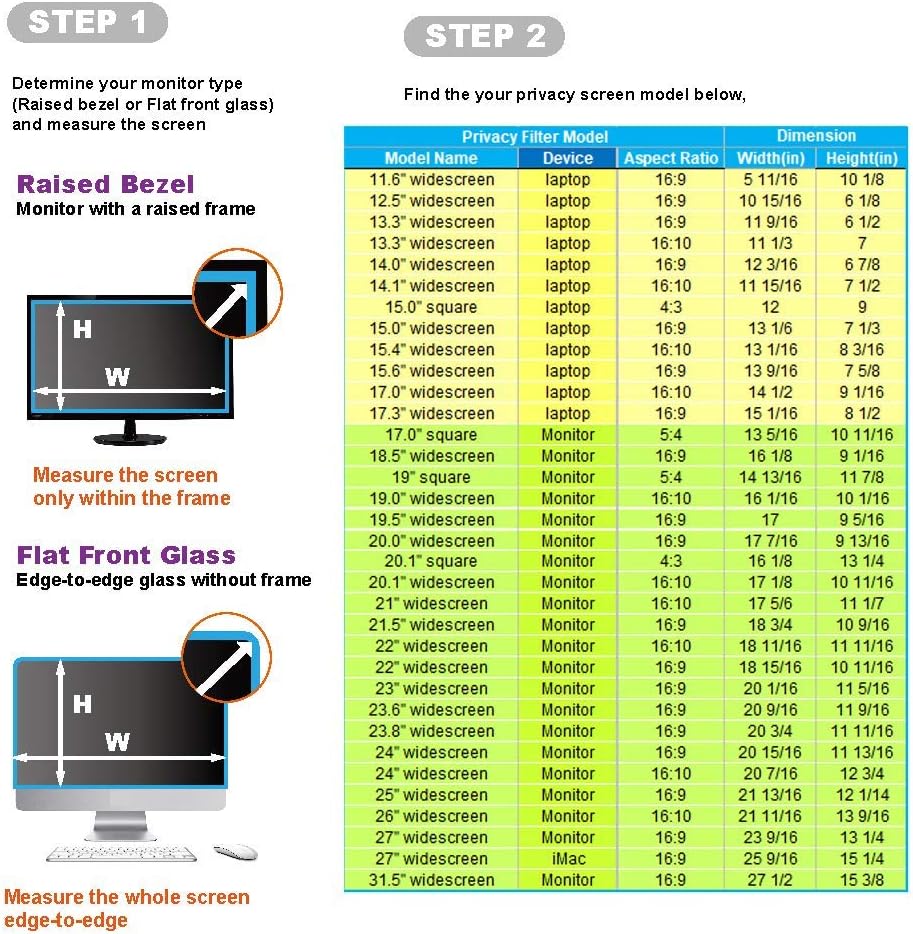 14.1 Inch - 16:10 Aspect Ratio - Laptop Privacy Screen Filter for Widescreen Laptop - Notebook - Anti-Glare - Anti-Scratch Protector Film for Data confidentiality