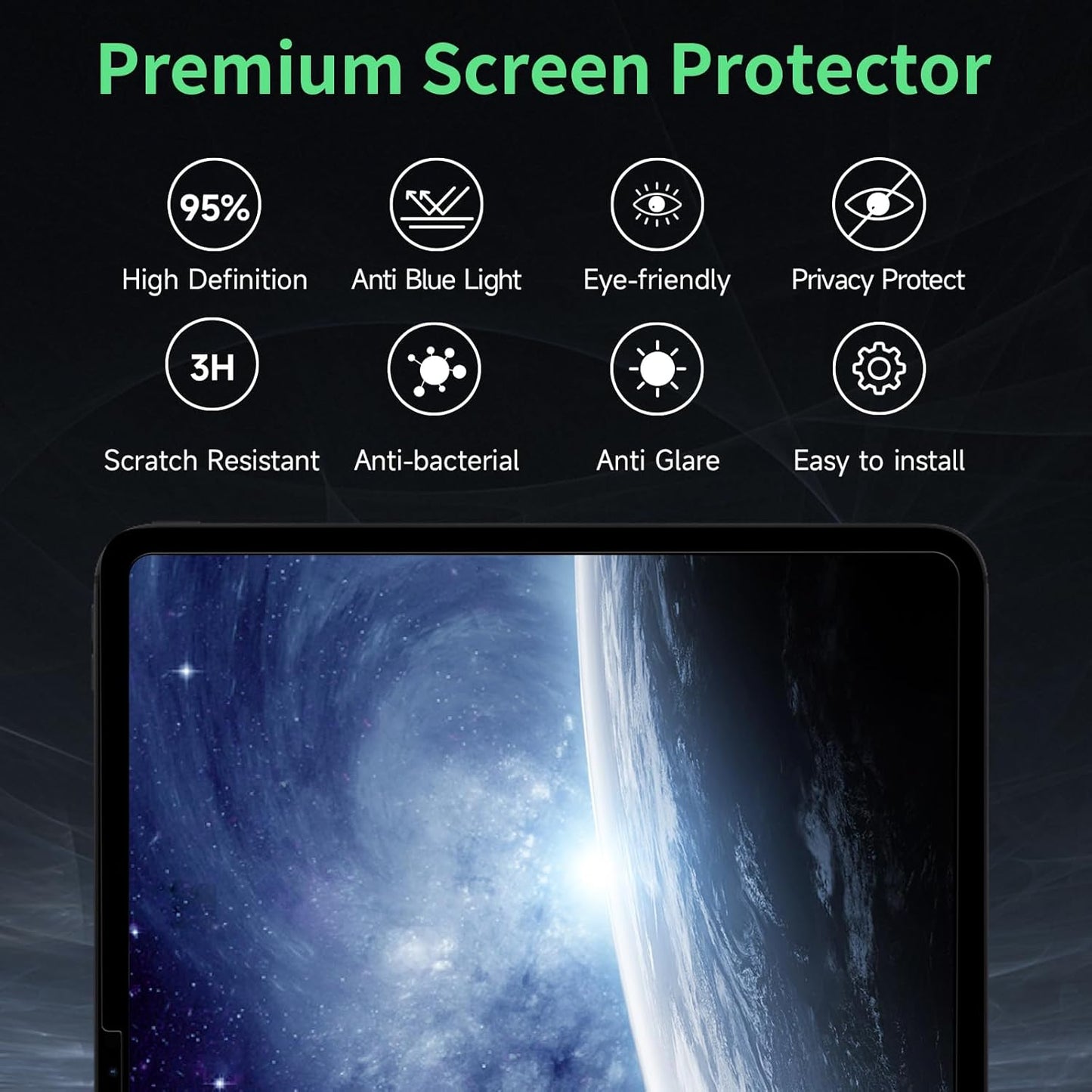 Nano Privacy Screen Protector Compatible with iPad Air 13 In ,Removable iPad Air 13 Inch M2 / M3 (6/7th Gen ,2024/2025) Screen Protector, Anti-Glare Blue Light Film, Bubble Free Anti-Scratch Privacy Filter