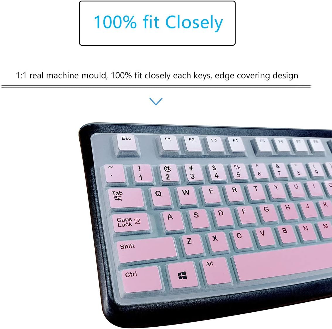 MUBUY Keyboard Cover Skin Protector for Logitech MK120 K120 Wired Keyboard, Protective Skin US Layout - Gradual Pink