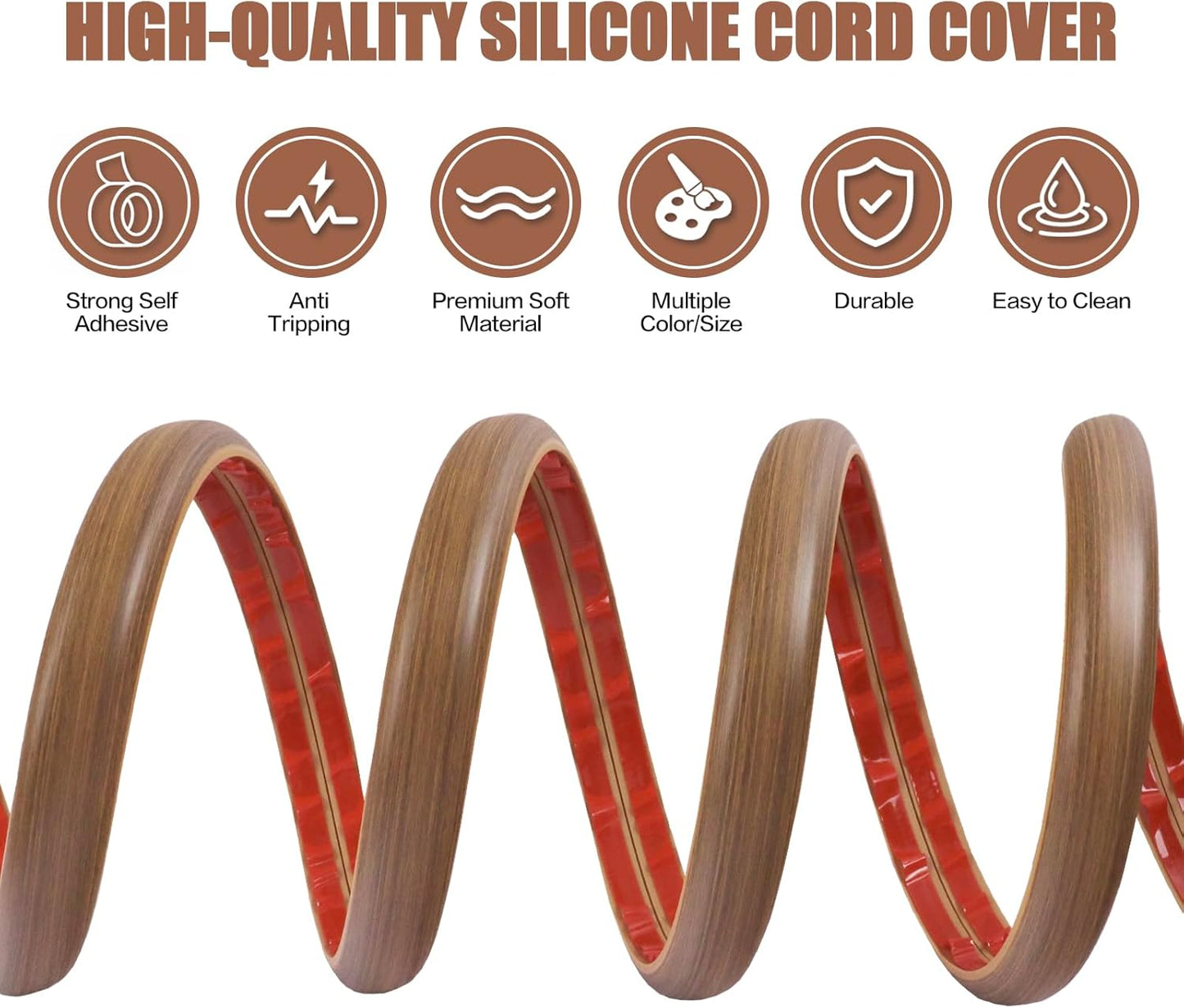Floor Cord Cover Cable Cavity Self Adhesive Cord Hider Floor 3.3FT Floor Cable Management Power Cord Protector Floor Electric Cord Covers for Offices, Gym, Exhibitions (Misty Brown Wood, 1.18" x 3.3')