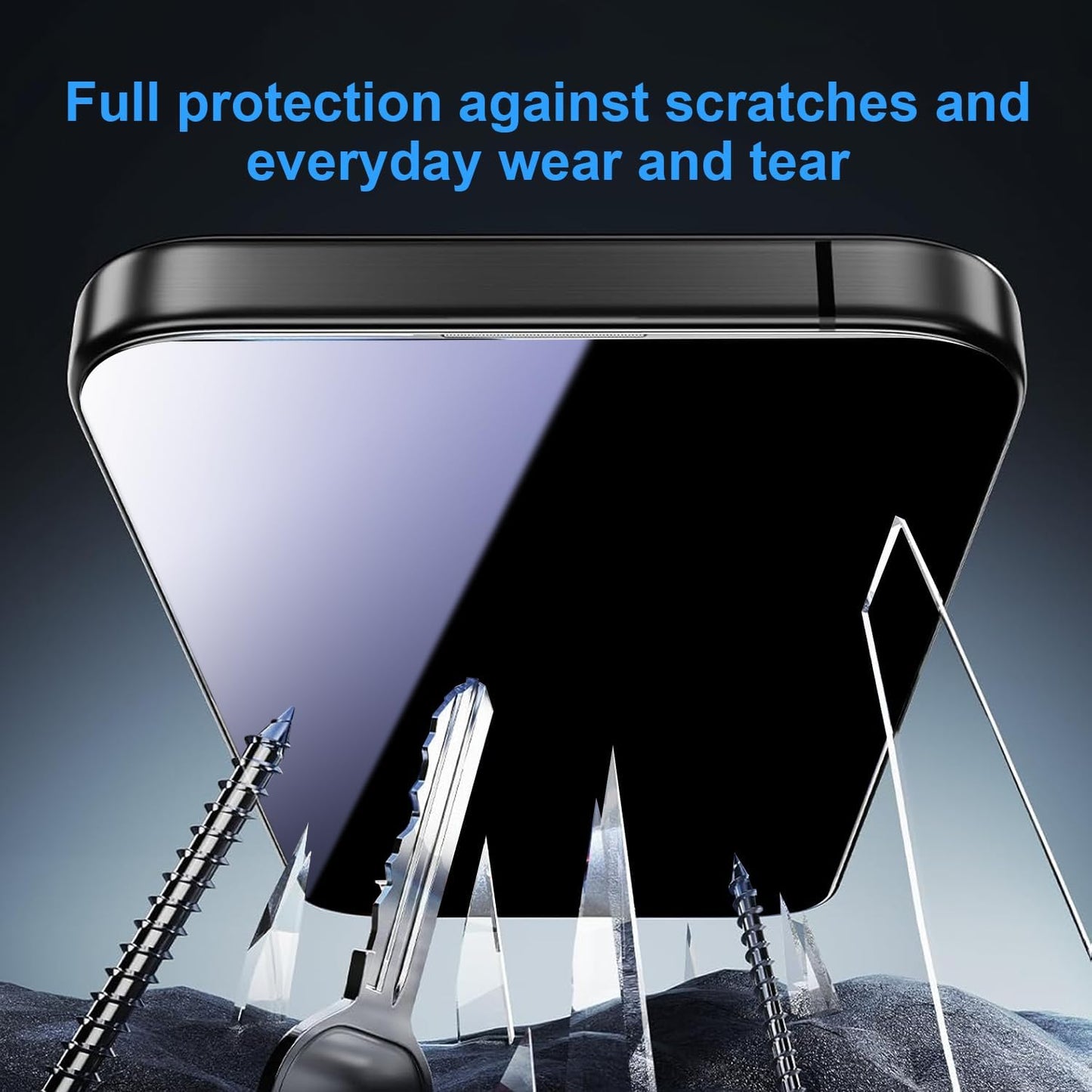 OneFish for iPhone 16 Pro Max Privacy Screen Protector, 4-Way 360° Anti-Spy Tempered Glass, 9H Hardness, HD Clear Anti-Fingerprint 3D Curved Edges, Case-Friendly & Easy Installation [2 Pack]