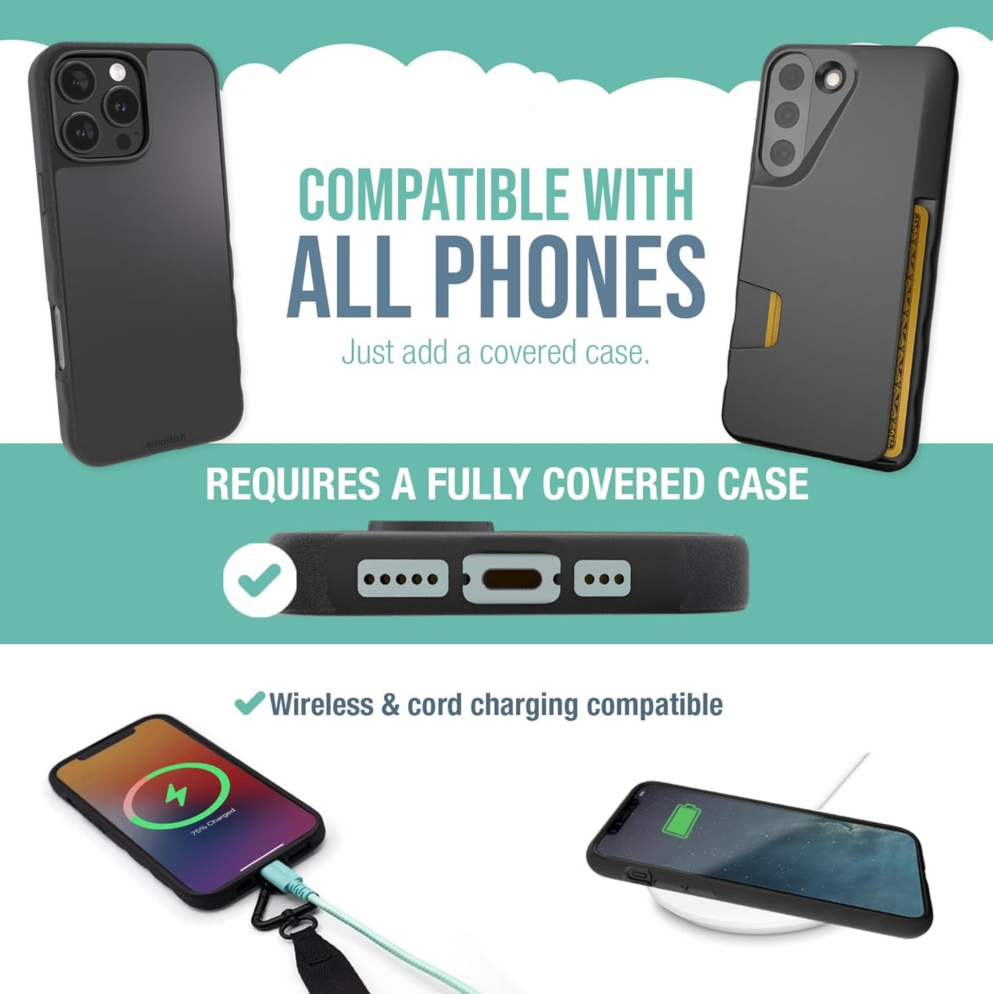 Smartish Phone Wristlet - Case Clinger - Universal iPhone Holder with Detachable Wrist Strap Loop with Phone Insert Unisex Gift for All Phone Cases iPhone, Galaxy, Pixel - Sandstorm