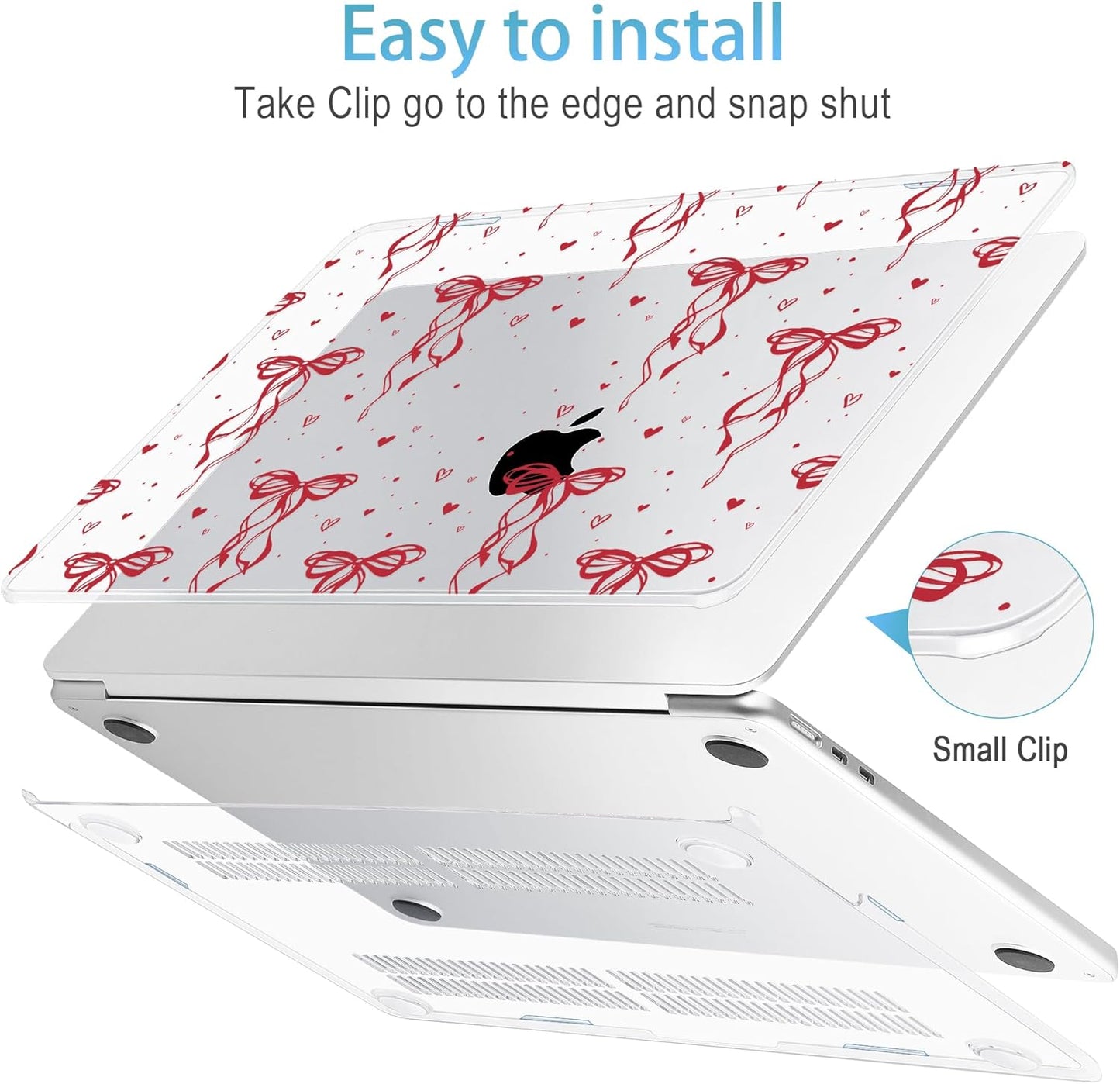Mektron for 2025 M4 MacBook Air 13.6 Inch A3240 Case Fits 2023 A2681 M2 2024 A3113 M3 Chip with Liquid Retina Display Touch ID, Printed Plastic Hard Shell Cover for MacBook Air 13.6", Layer Bows