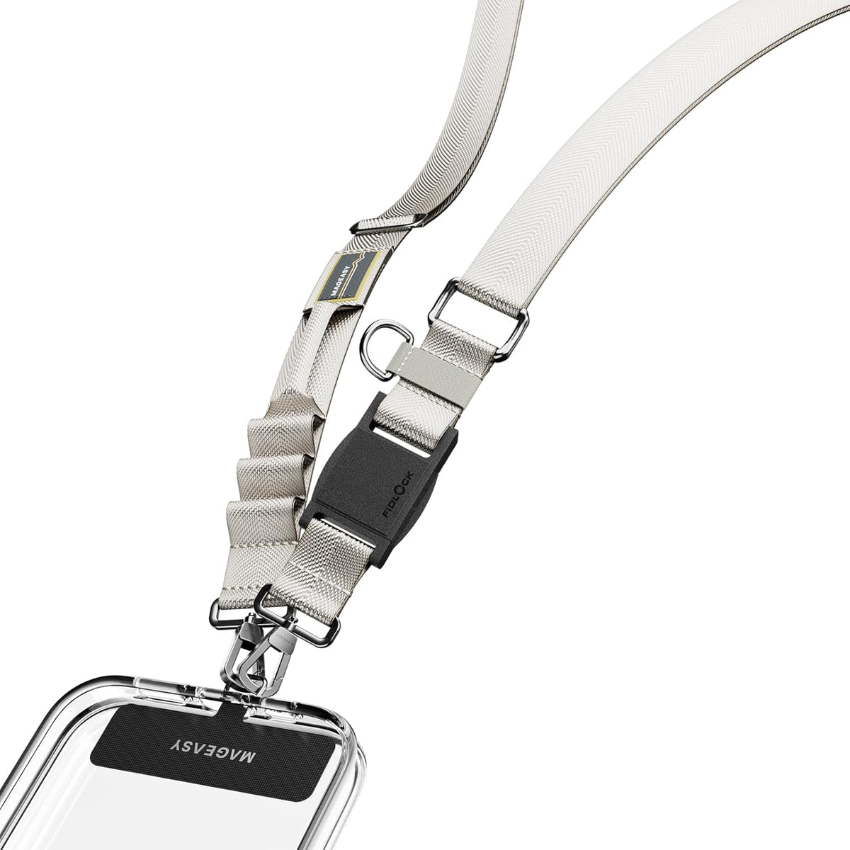 MAGEASY Universal Cell Phone Lanyard - Crossbody Phone Strap for iPhone 16 Pro Max & Most Smartphones, Magnetic Quick-lock System, for Men & Women | Utility (Starlight)
