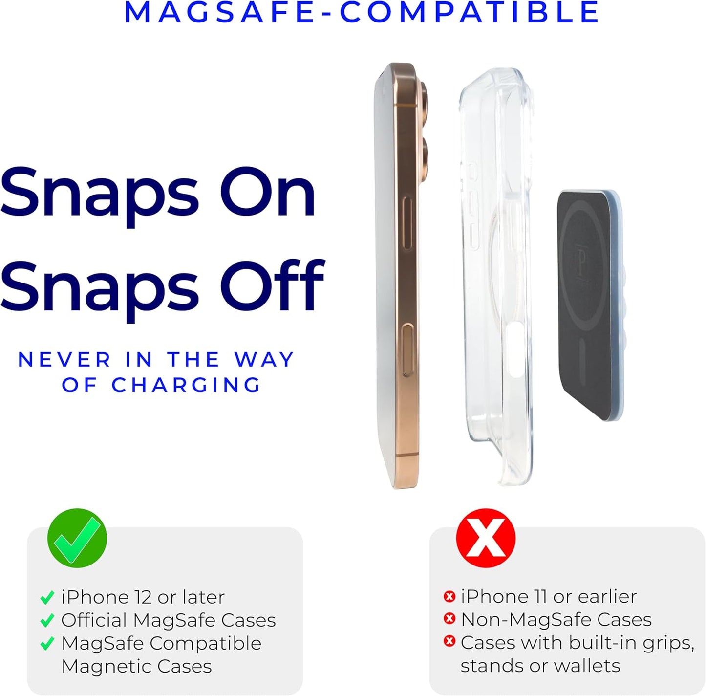 The Clingy Thingy Magnetic Sticky Phone Grip - Removable iPhone Suction Grip for Hands-Free FaceTime - Workouts, Influencers & Content Creator Essentials, Compatible with iPhone 12-16 (Glacier Black)