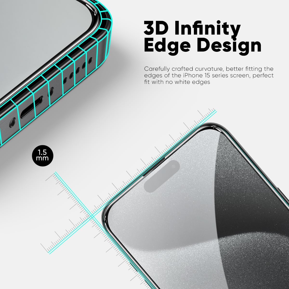 FLOLAB NanoArmour ONETIME PRO for iPhone 15 Screen Protector, Anti-Reflective, Anti-Rainbow, 3D Tempered Glass, Ultra Clear, Edge Reinforced, Easy Install, Dust-Free, Scratch Resistant