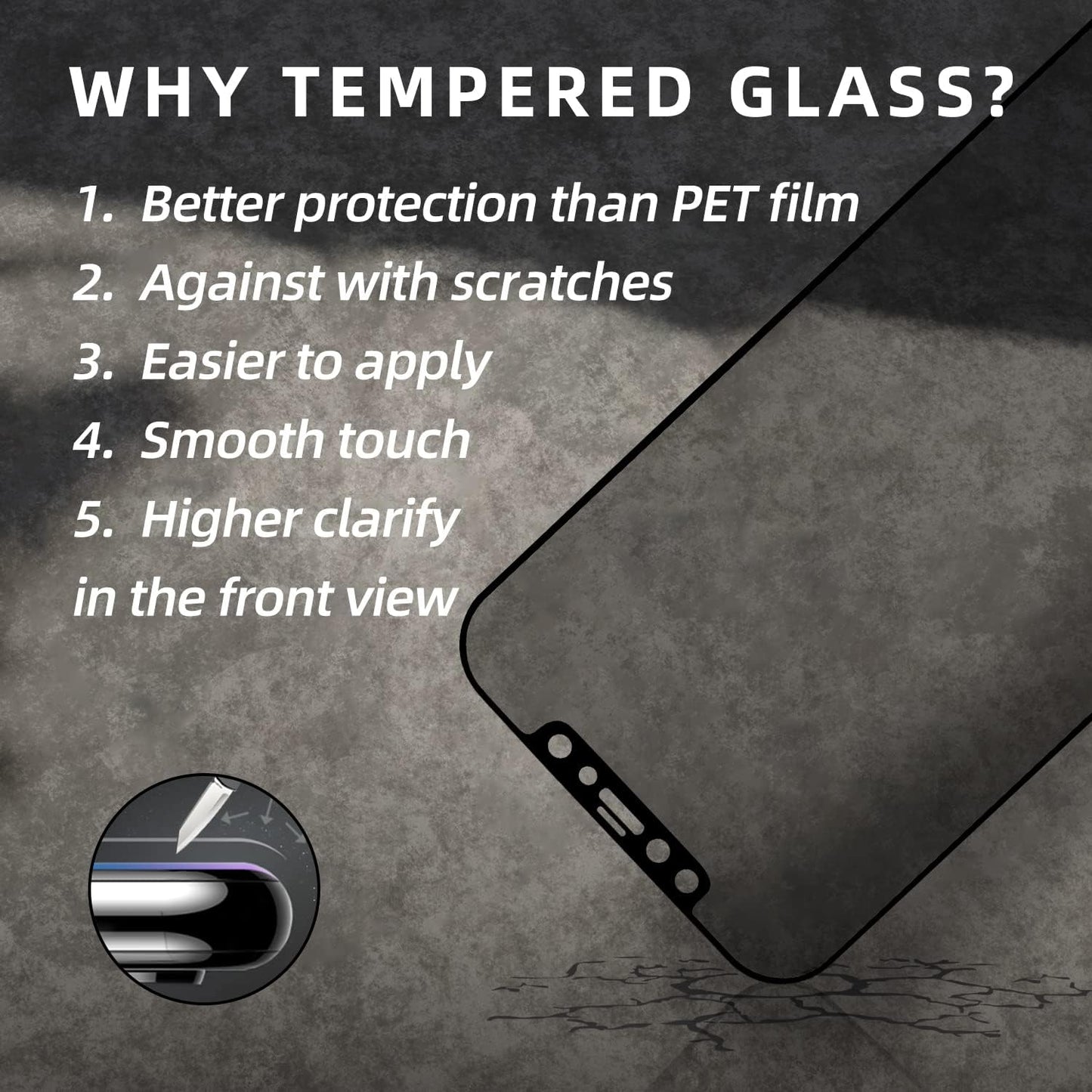 EGKimBa Privacy Screen Protector compatible with iPhone 12 Pro Max, 6.7 inch Gradient Colorful Electroplated Anti-Spy Anti-Blue Light Easy Installation Tempered Glass