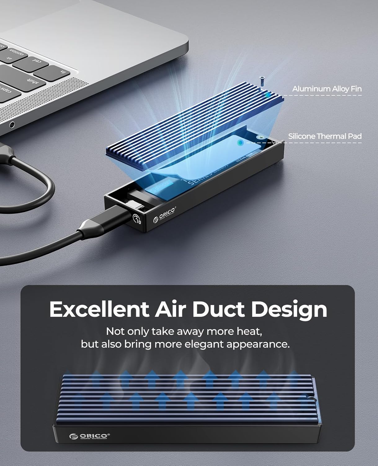 ORICO M.2 NVMe/SATA SSD Enclosure - USB 3.1 Gen 2 (10 Gbps) Support UASP for M.2 NVMe/SSD Size 2230/2242/2260/2280