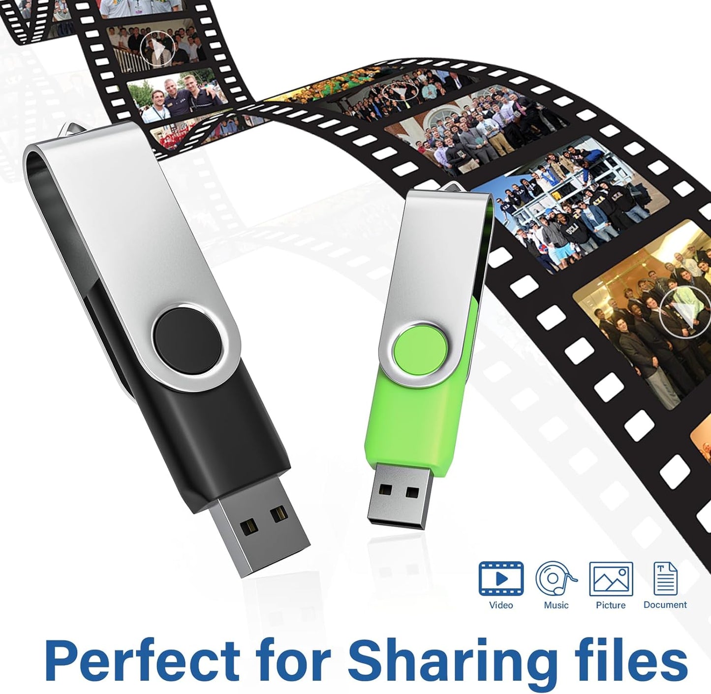 USB Flash Drives 32GB 10 Pack, Wooolken USB 2.0 Thumb Drives with Keychains Memory Stick USB Drive Pendrive for PC Laptop Computer (Black)