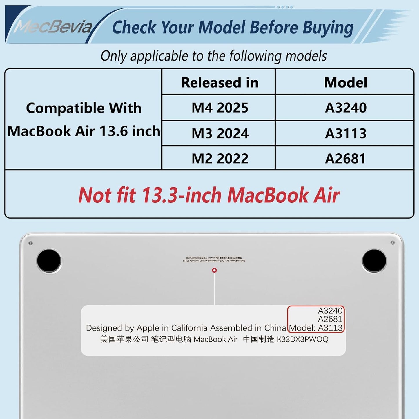 Compatible with MacBook Air 13.6 inch Case, M4 A3240/M3 A3113/M2 A2681 (Released 2025 to 2022), Hard Shell, Keyboard Cover, Screen Protector, Webcam Cover & Type-C Adapter, Sparkly Bows
