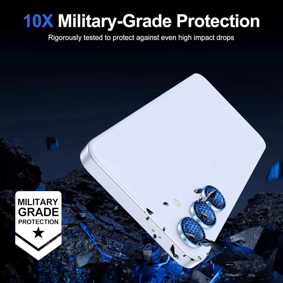 for Samsung Galaxy S25 Plus Camera Lens Protector, Individual Metal Ring Tempered Glass Lens Cover, [Strong Adsorption] Scratch Resistant Ultra-Thin HD Clear Lens Cover, 1 Set-Blue Ring